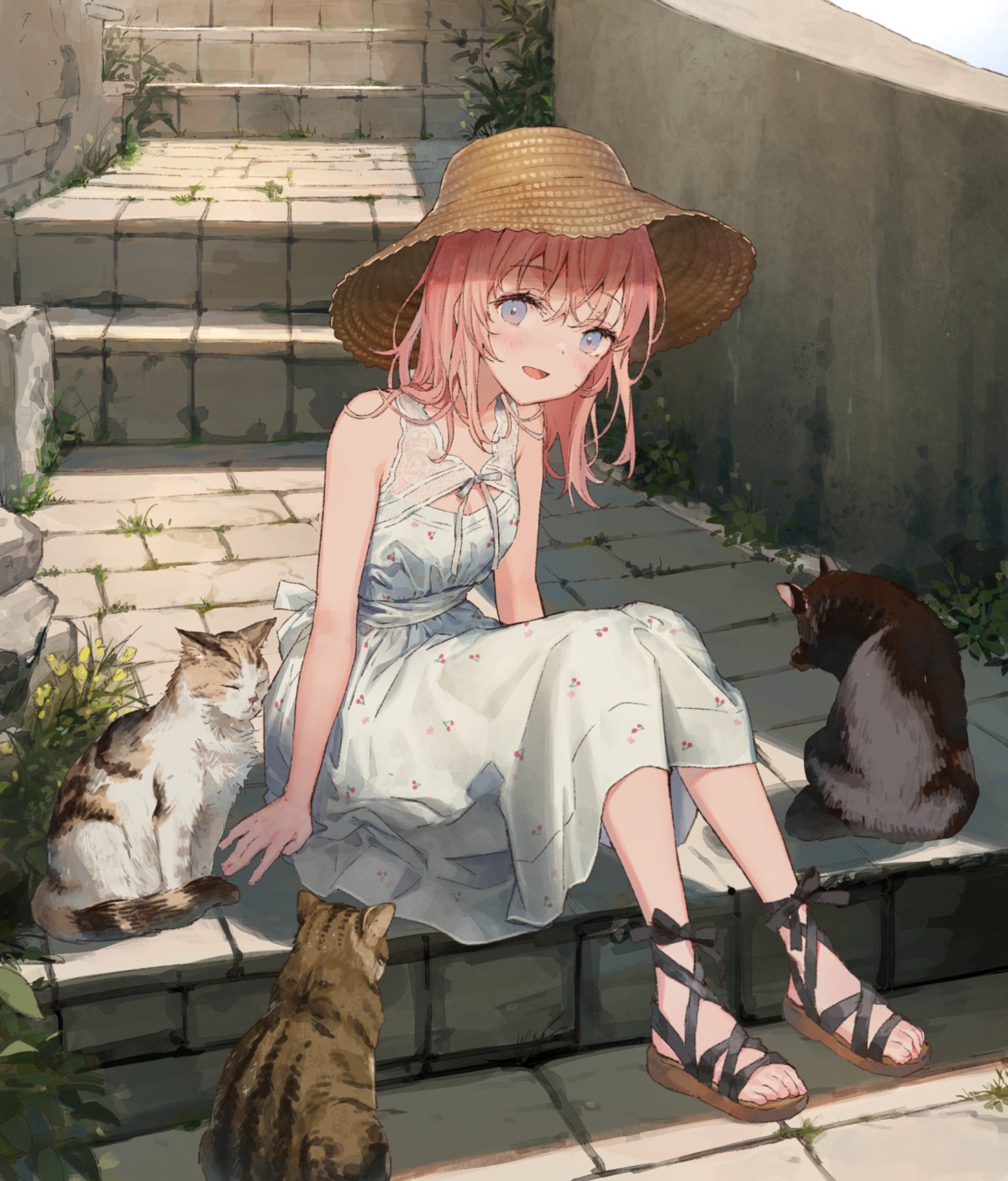 dress neko see_through skirt_lift summer_dress yutsumoe