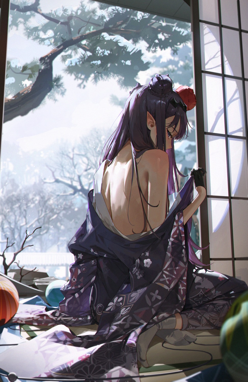 hololive hololive_english kellymonica02 kimono ninomae_ina'nis pointy_ears undressing