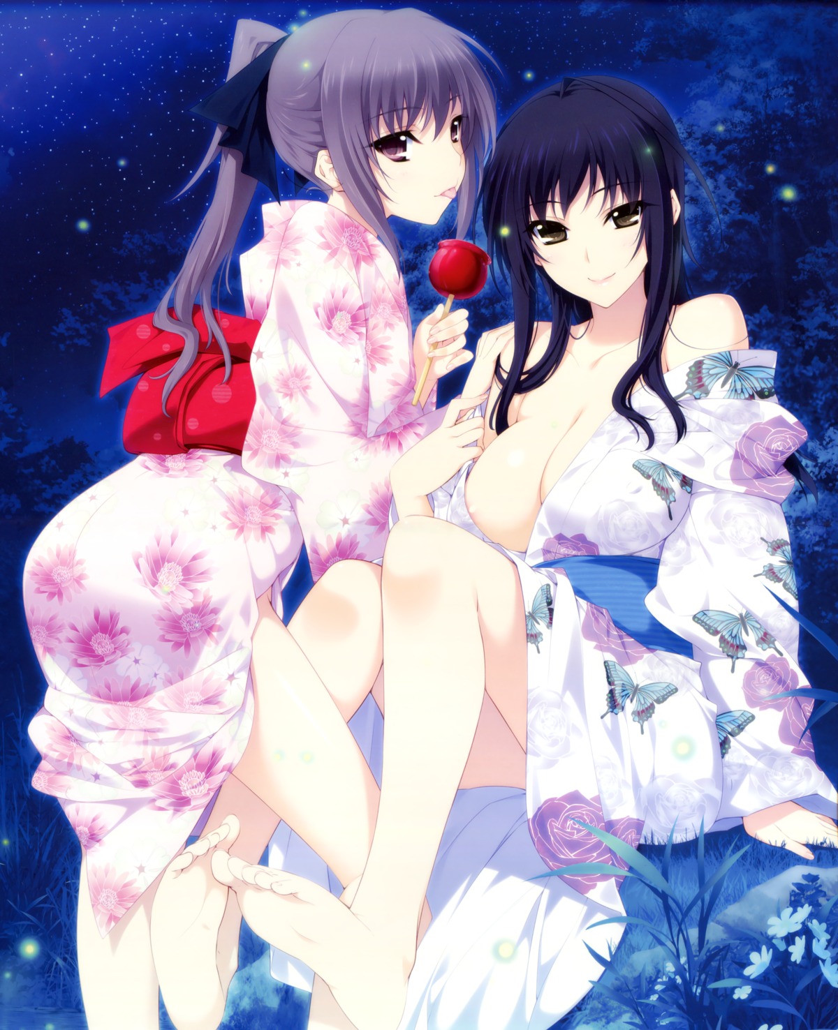 areola cleavage hibiki_works iizuki_tasuku inubousaki_aya izumi_wakoto lovely_x_cation lovely_x_cation_2 no_bra yukata