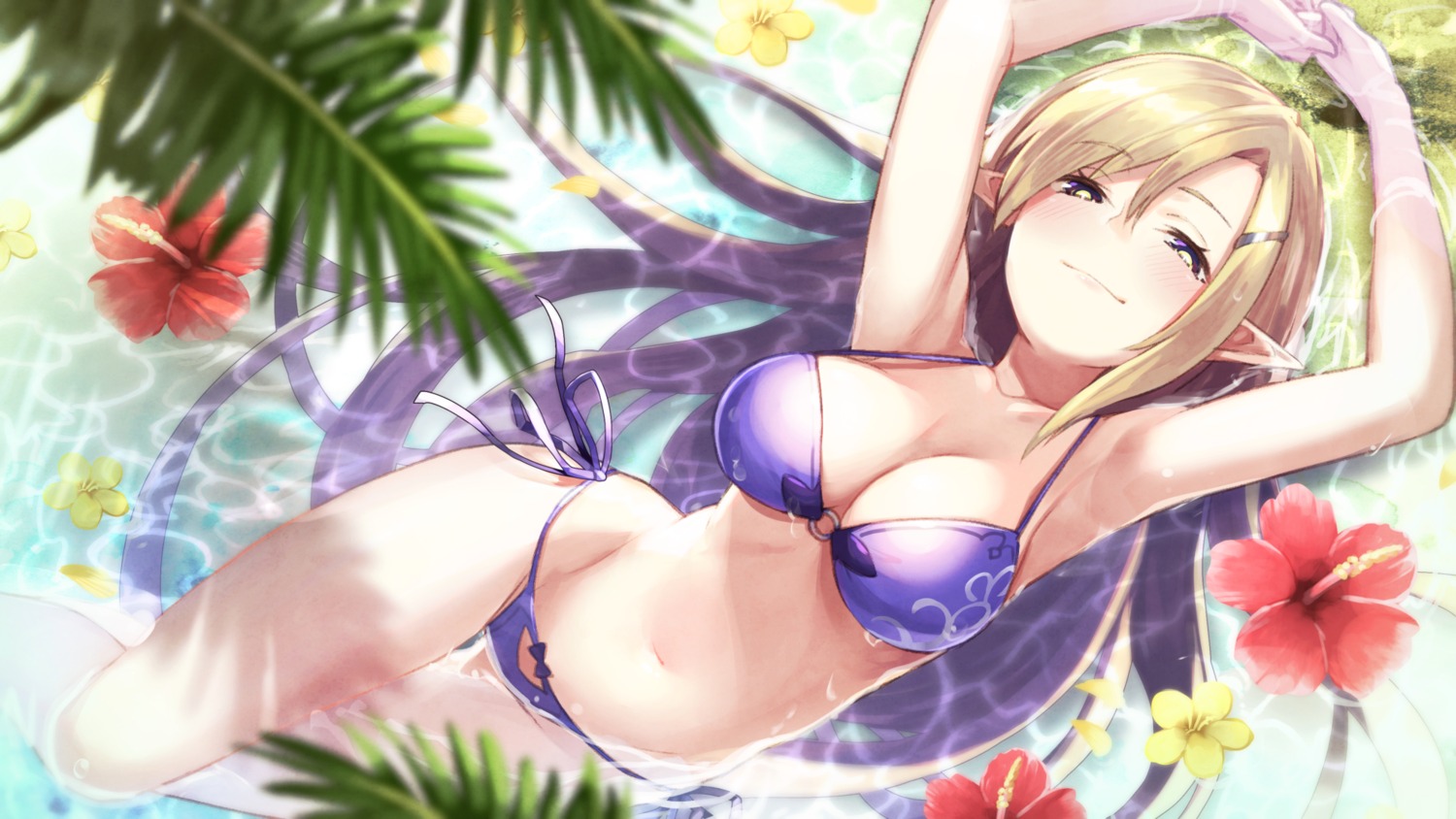 bikini cleavage elf pointy_ears swimsuits tagme wet