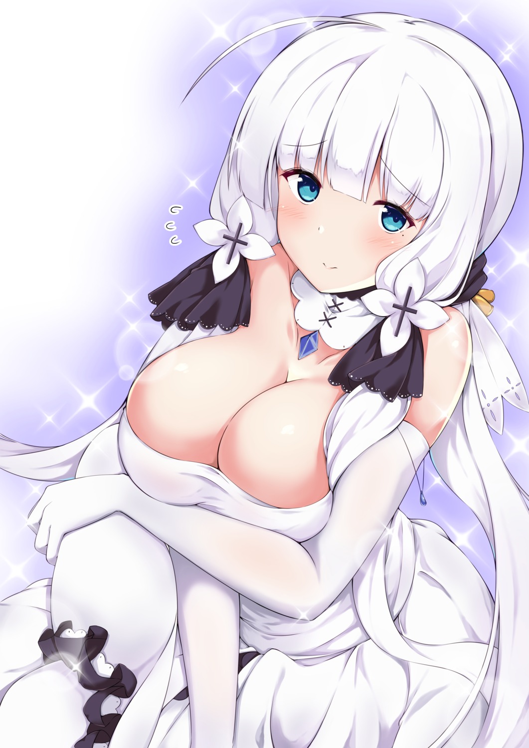 azur_lane breast_hold cleavage dress illustrious_(azur_lane) mamizu no_bra