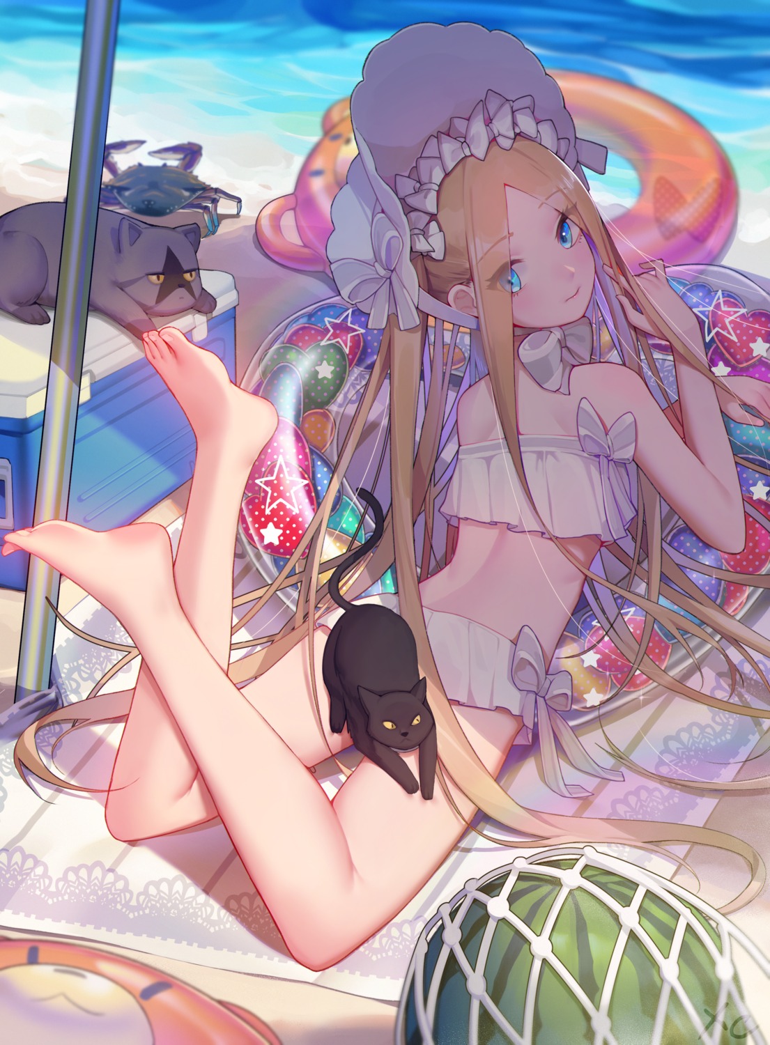 abigail_williams_(fate) bikini fate/grand_order feet loli neko swimsuits xingchee