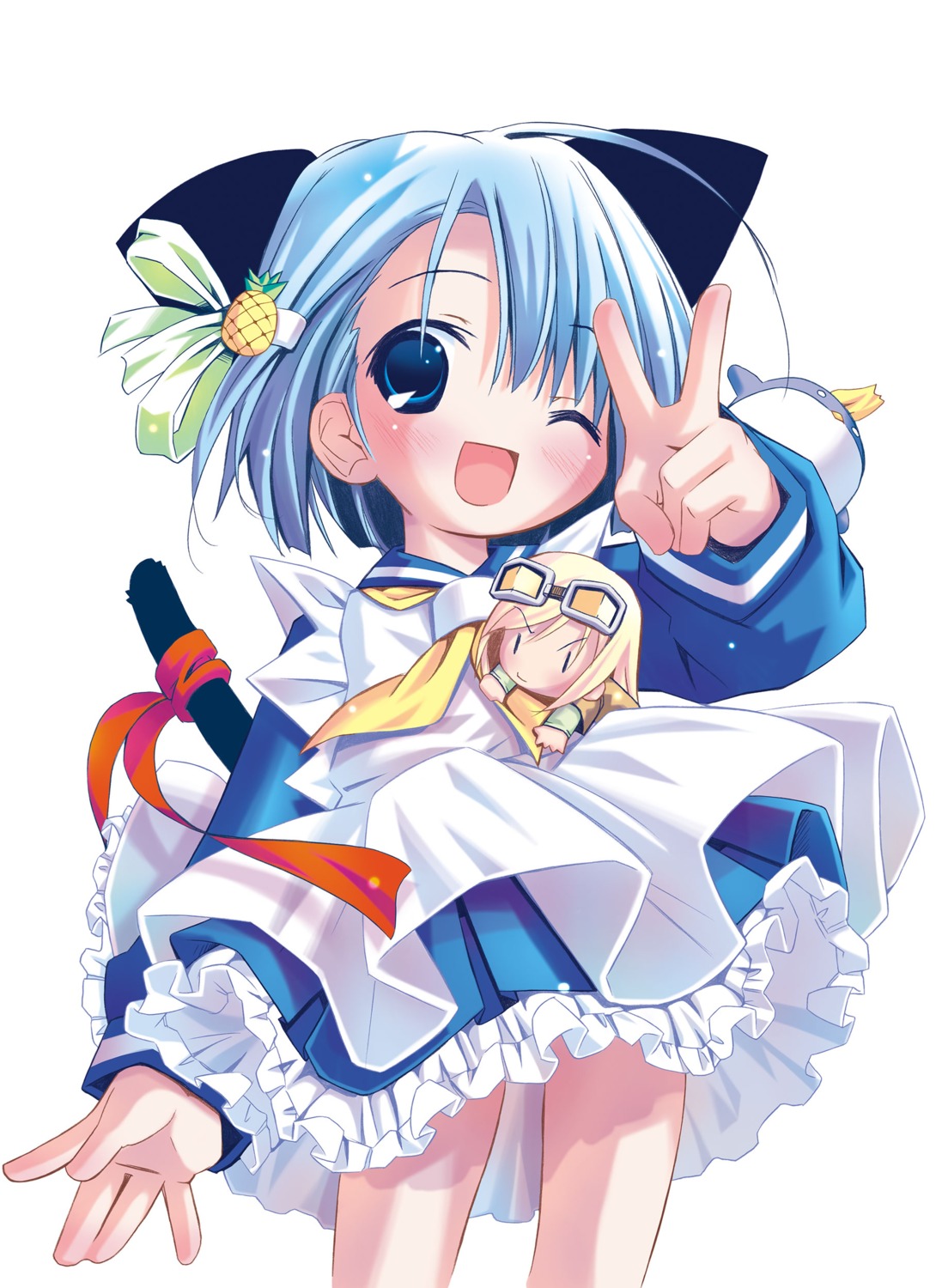 animal_ears chibi nekomimi pop seifuku skirt_lift tail