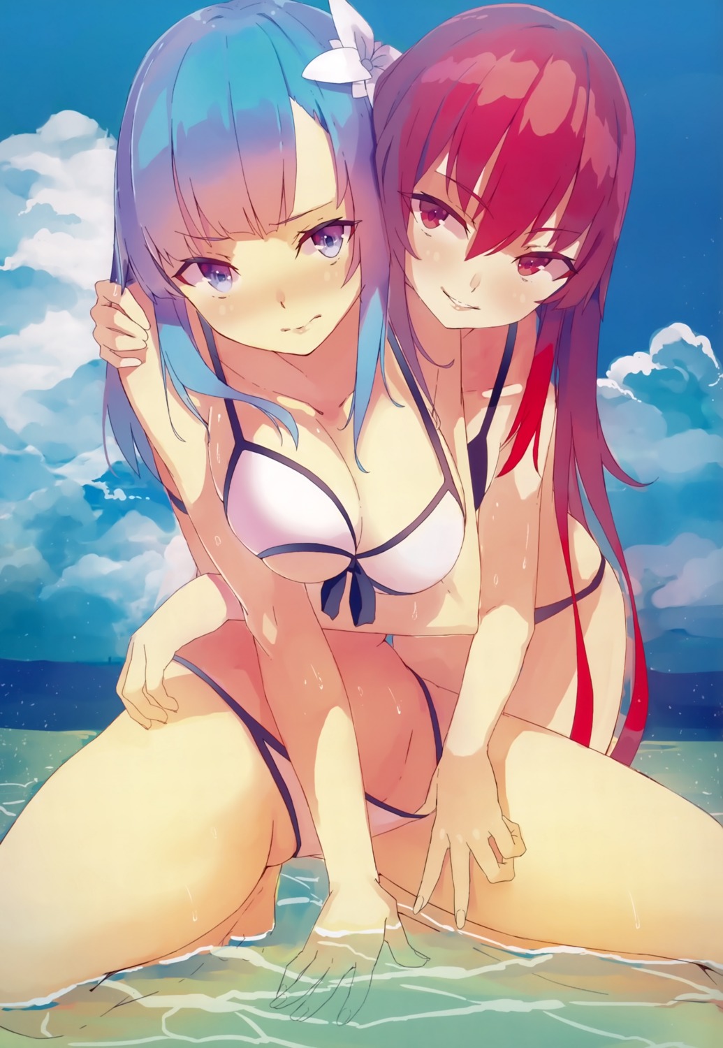 bikini breast_hold cleavage swimsuits underboob wet yasumo yuri