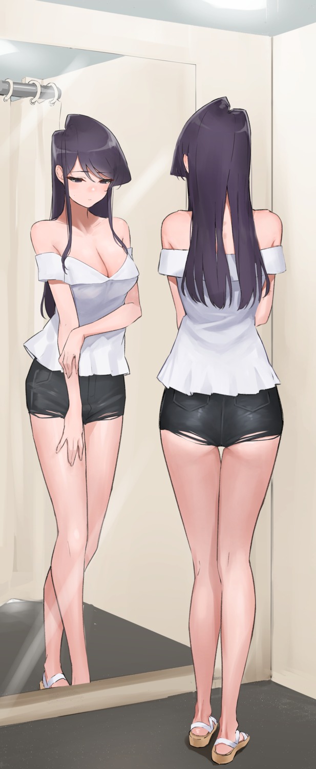 ass cleavage komi-san_wa_komyushou_desu. komi_shouko no_bra takita_(takita3411) torn_clothes