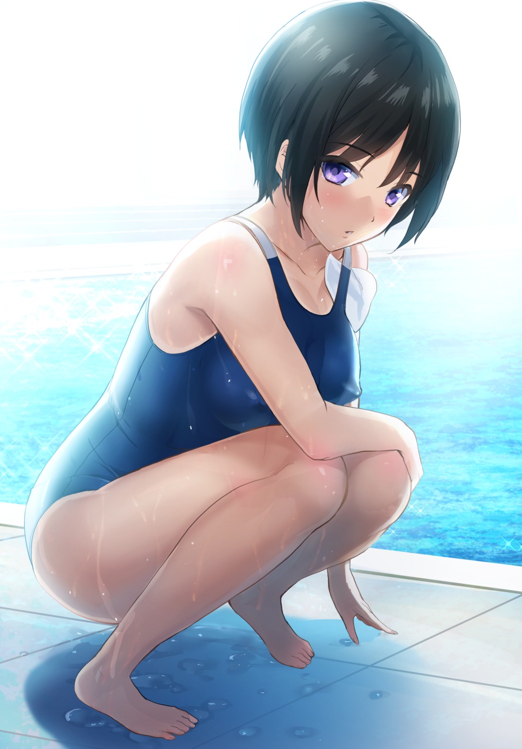 erect_nipples onigiri-kun school_swimsuit swimsuits tan_lines wet