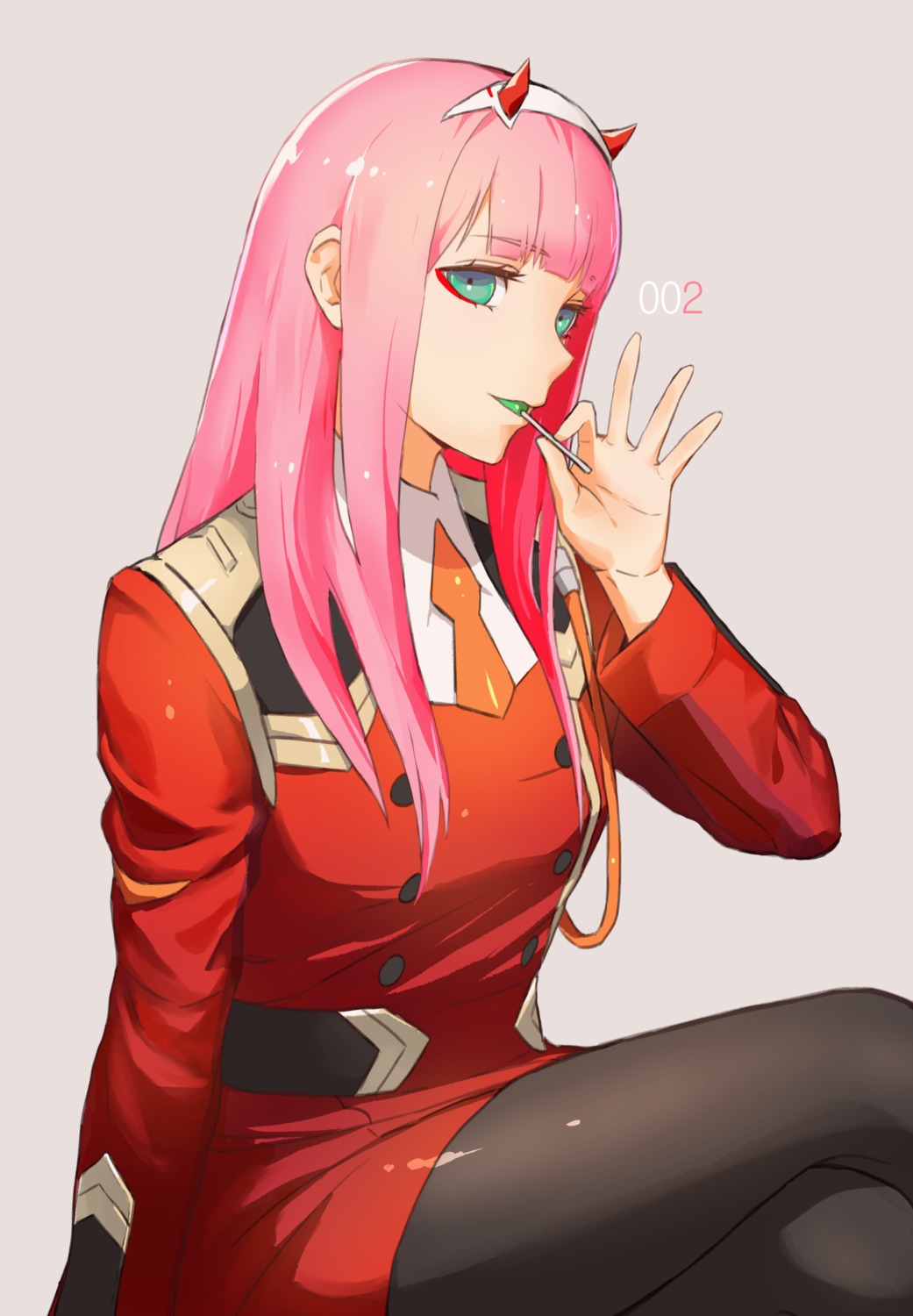 atomel darling_in_the_franxx horns pantyhose uniform zero_two_(darling_in_the_franxx)