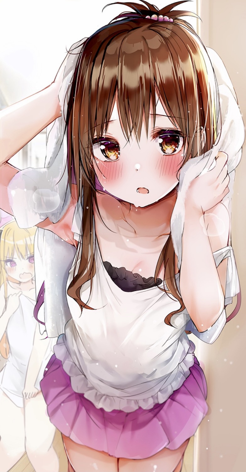 breast_hold golden_darkness rouka to_love_ru to_love_ru_darkness towel wet yuuki_mikan