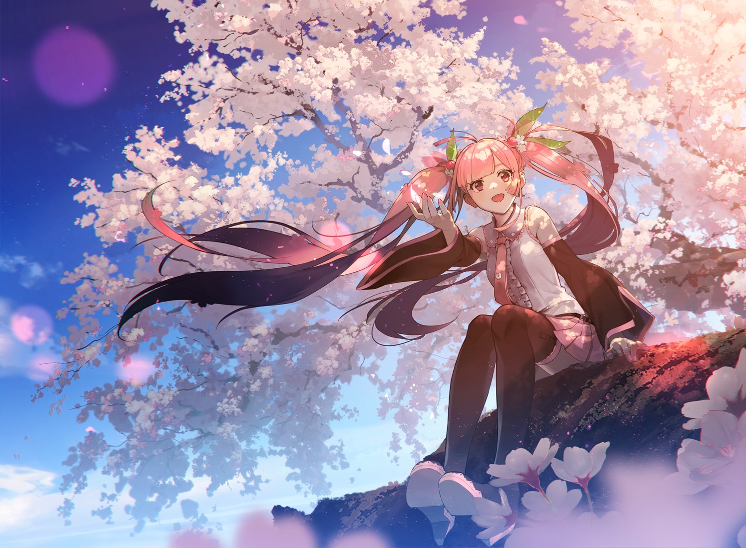 hatsune_miku sakura_miku shirinda_fureiru thighhighs vocaloid