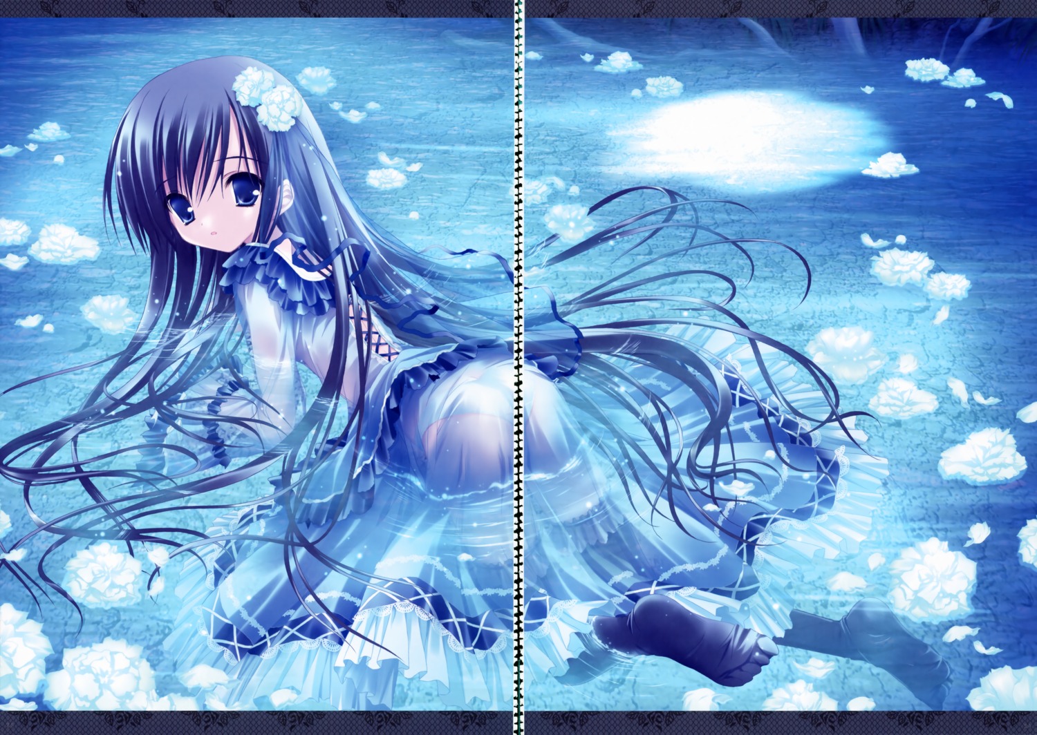 gap harukaze_setsuna lolita_fashion pantsu see_through tinkle wet_clothes