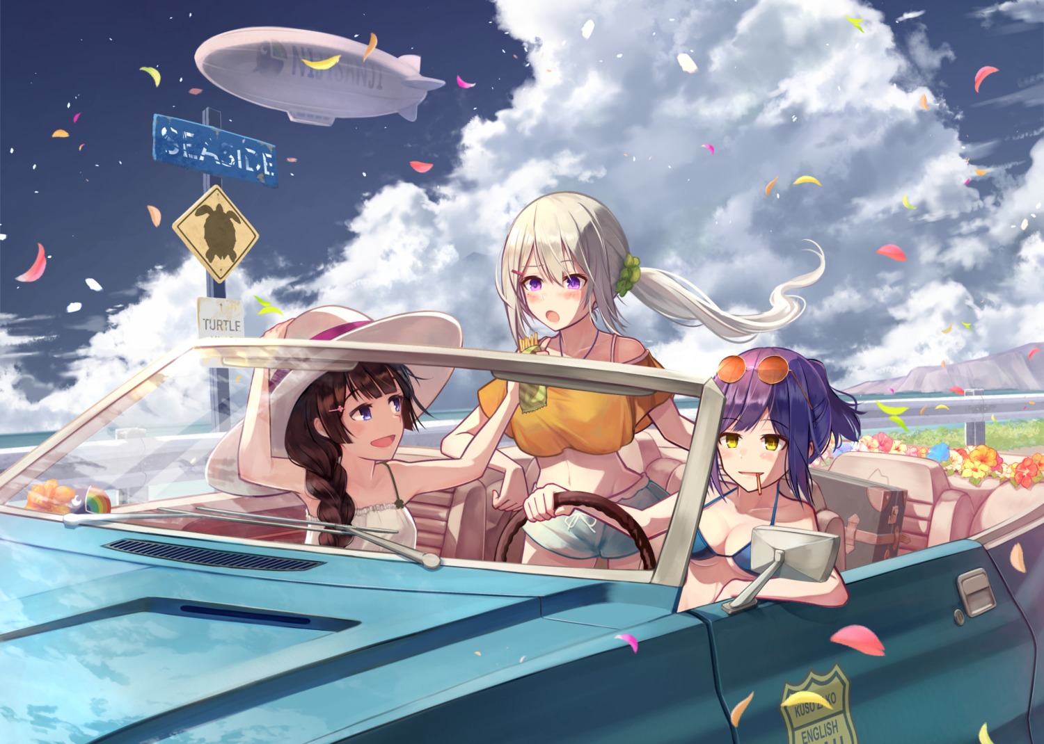 bikini_top brat cleavage higuchi_kaede megane nijisanji shizuka_rin swimsuits tsukino_mito underboob