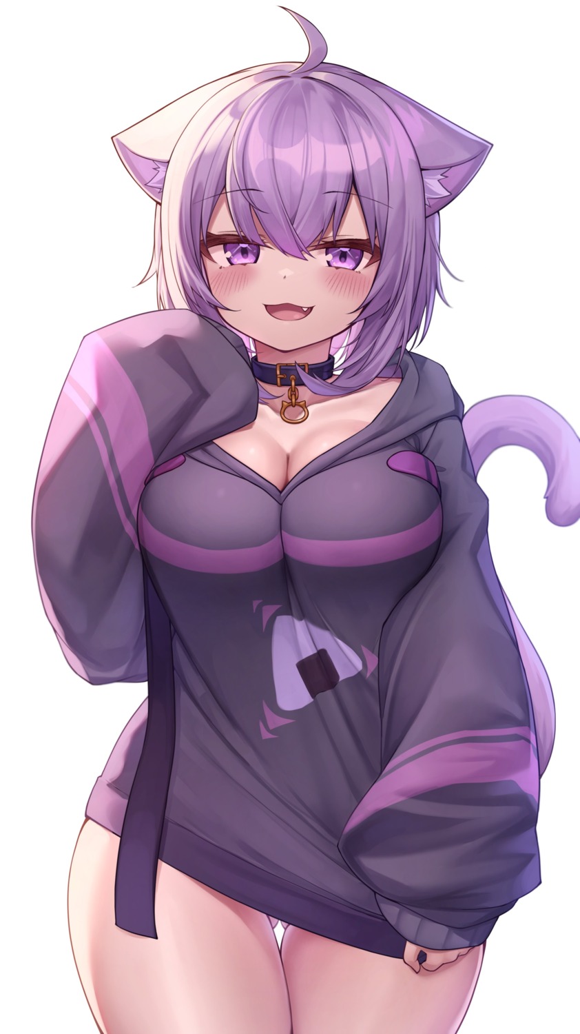 animal_ears cleavage deaver hololive hololive_gamers nekomata_okayu nekomimi tail