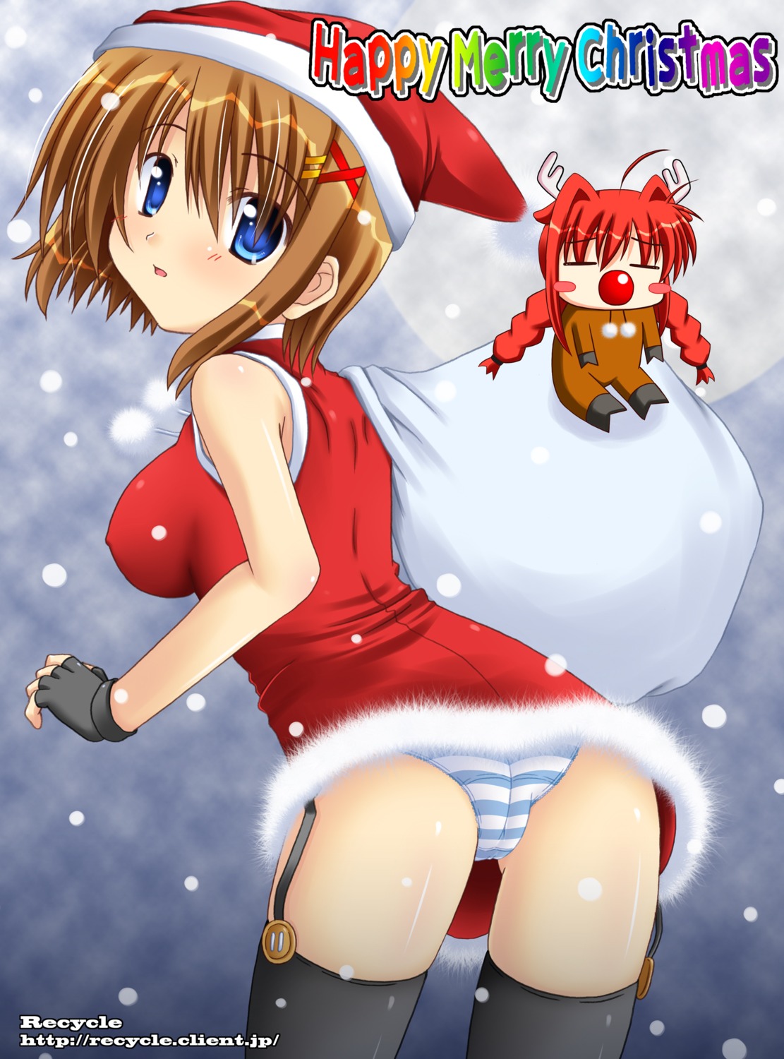 cameltoe chibi christmas erect_nipples lask mahou_shoujo_lyrical_nanoha mahou_shoujo_lyrical_nanoha_strikers pantsu shimapan thighhighs vita yagami_hayate