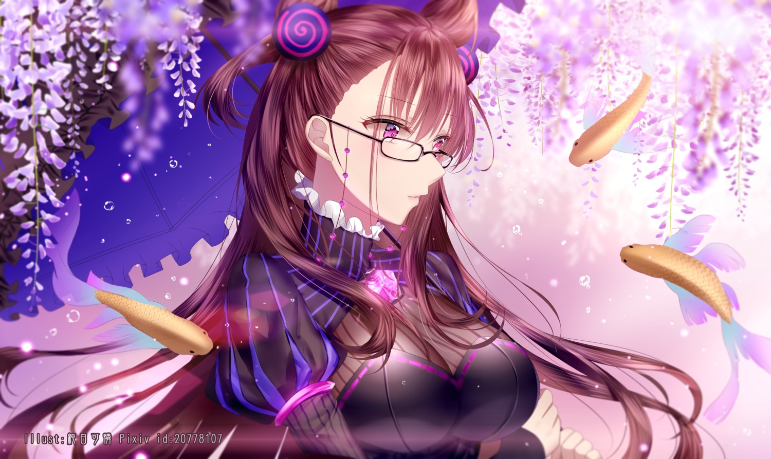 fate/grand_order junpaku_karen megane murasaki_shikibu_(fate) umbrella