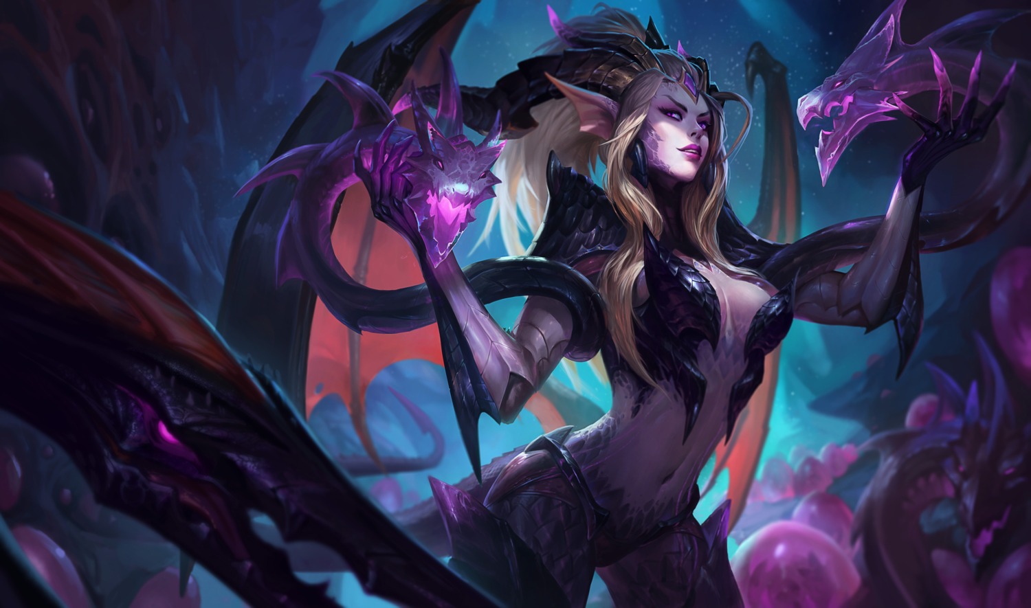 armor cleavage horns league_of_legends monster no_bra pointy_ears tagme zyra