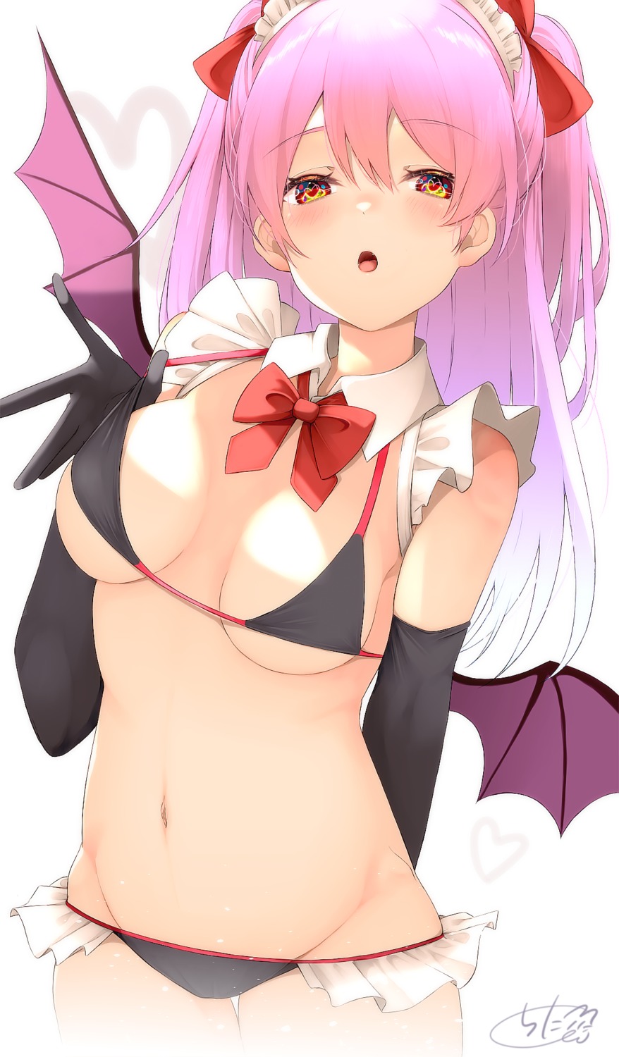 bikini chita_(ketchup) maid swimsuits undressing wings