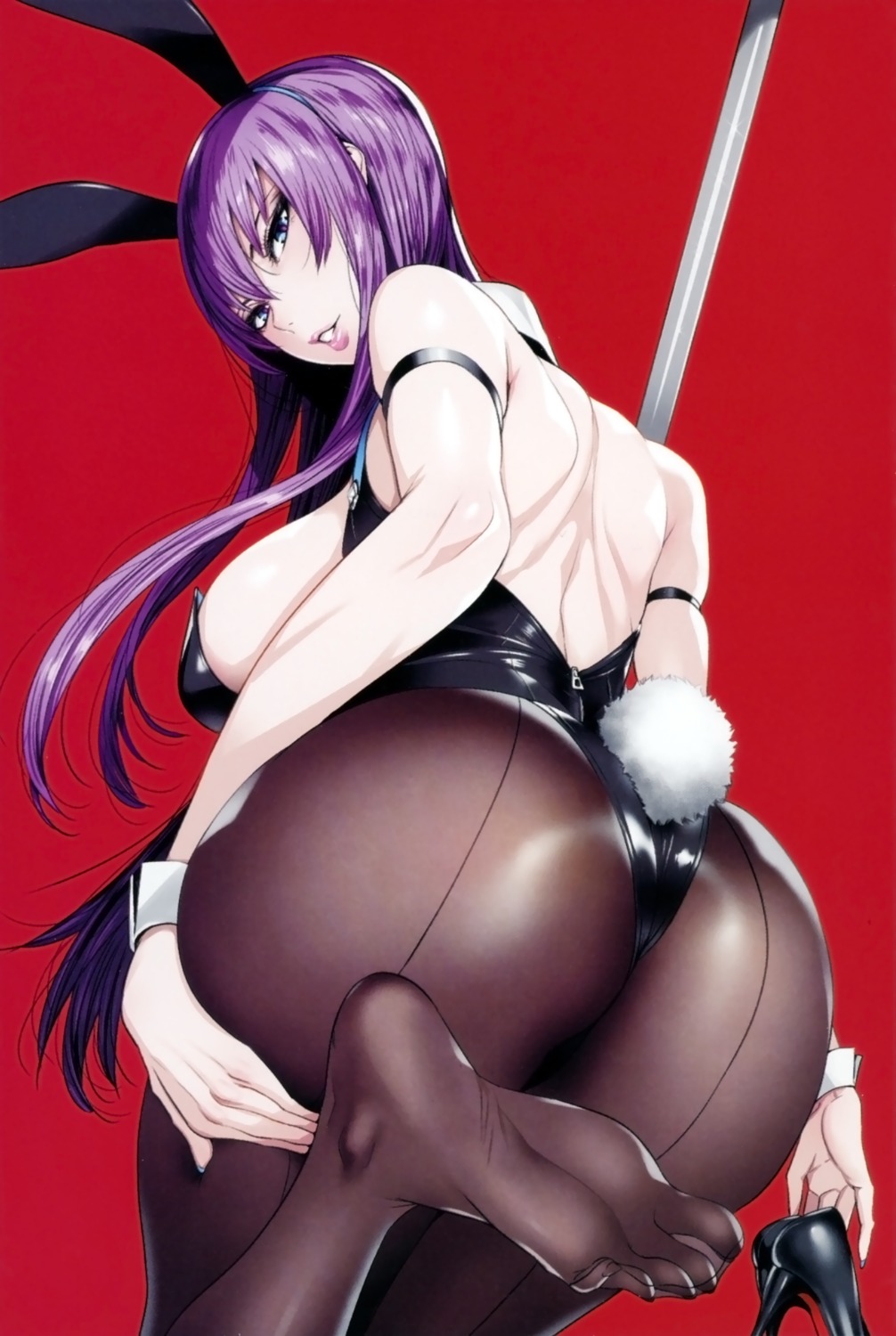 animal_ears ass bunny_ears bunny_girl busujima_saeko feet fei highschool_of_the_dead maidoll pantyhose tail