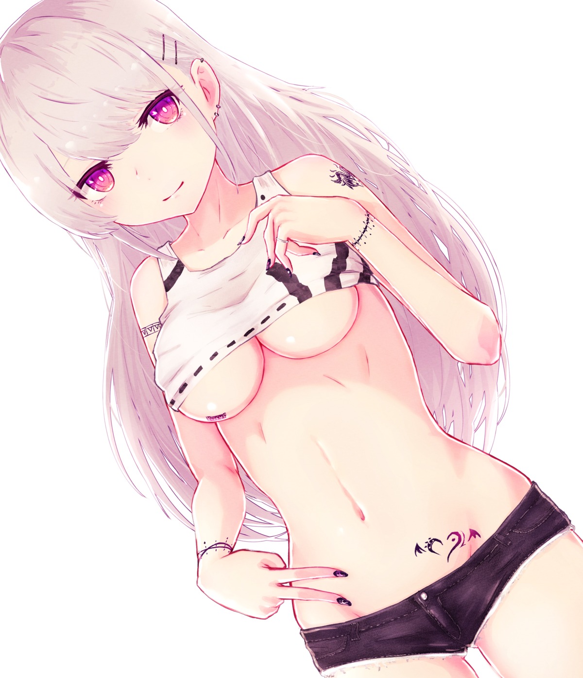 no_bra reizouko shirt_lift tattoo