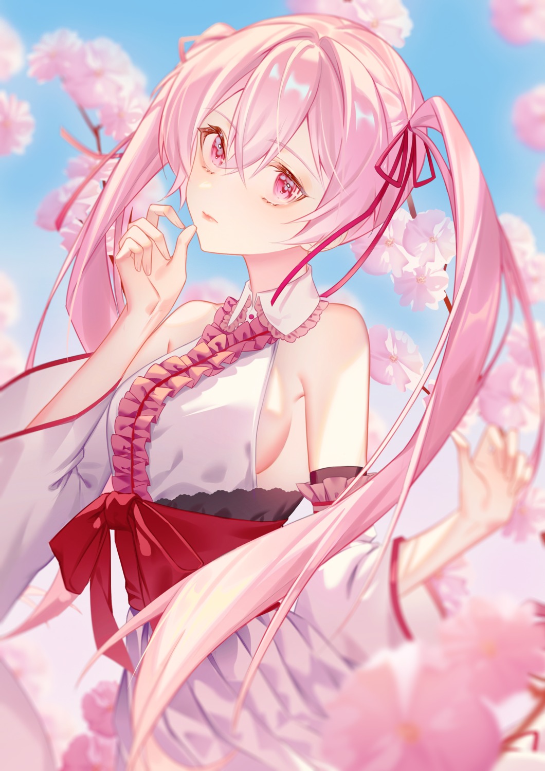 hatsune_miku no_bra qiao_gongzi sakura_miku vocaloid