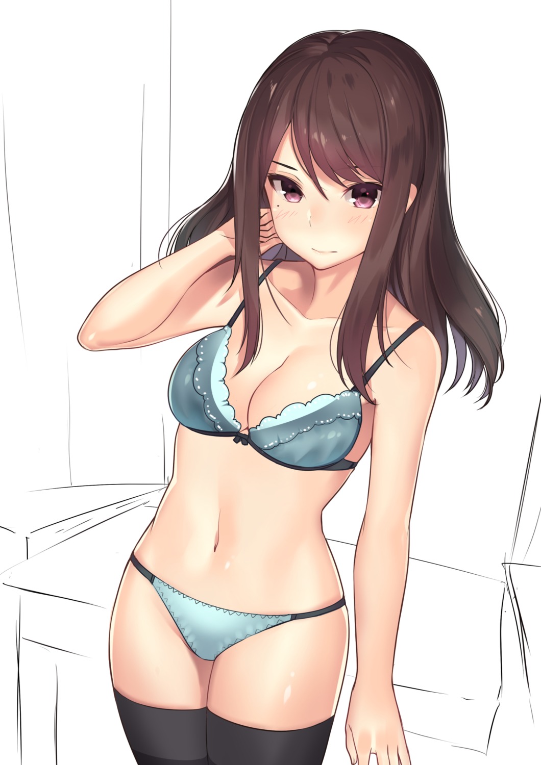 bra cleavage kagematsuri pantsu thighhighs