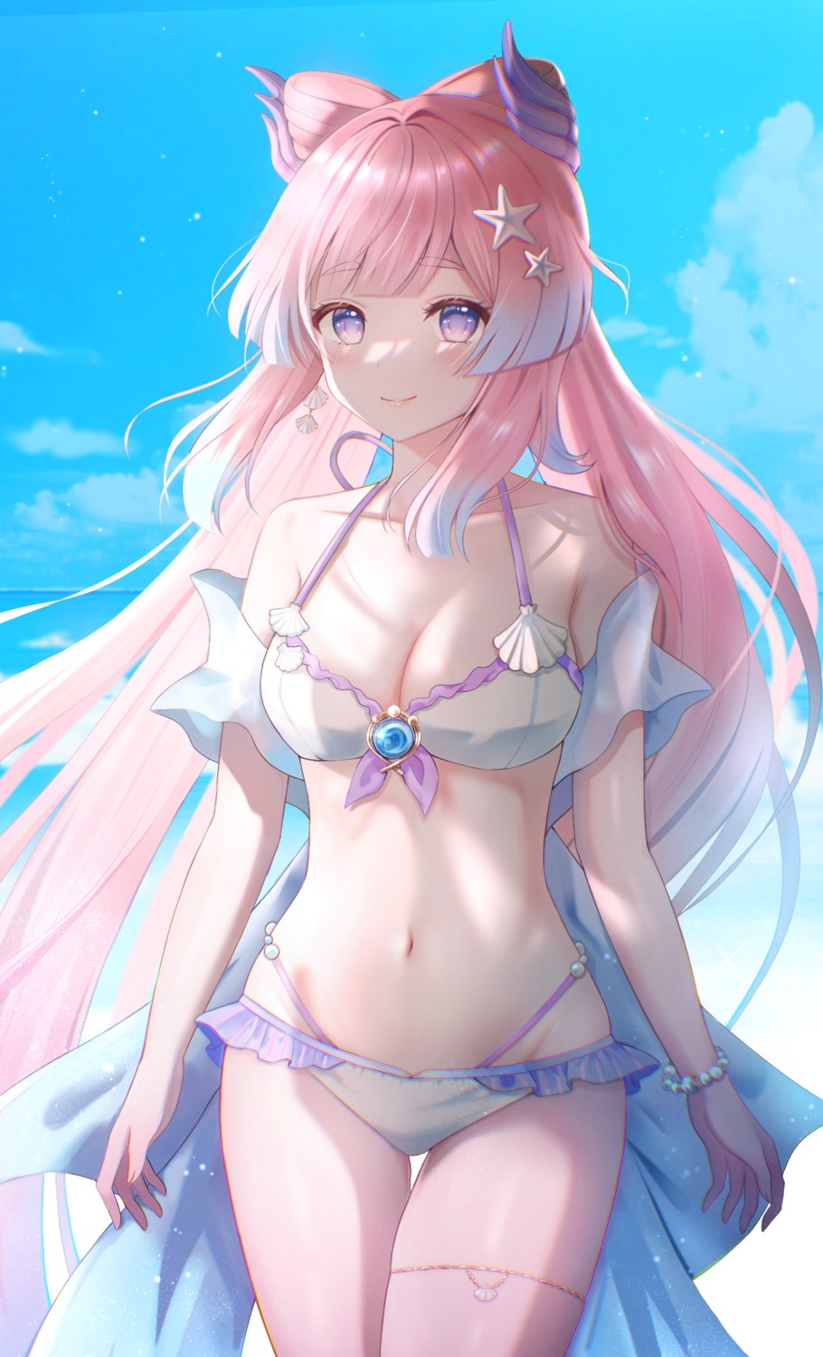 artist_revision bikini garter genshin_impact nasii sangonomiya_kokomi see_through swimsuits