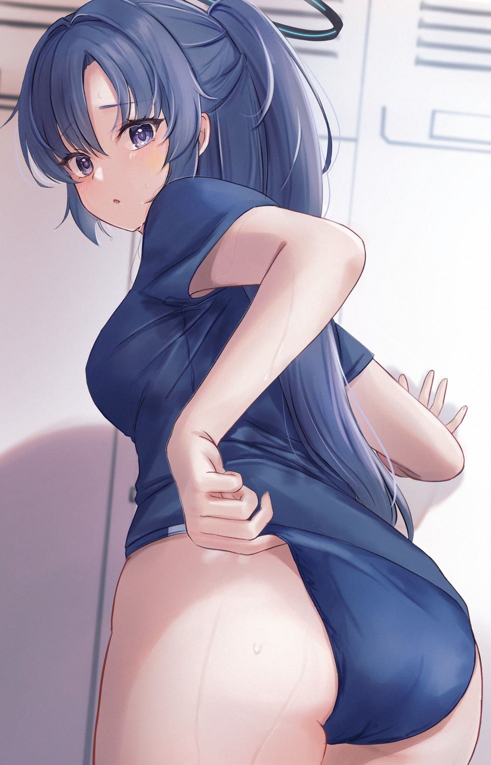 ass blue_archive buruma gym_uniform halo hayase_yuuka miyai_(myai04) tattoo undressing