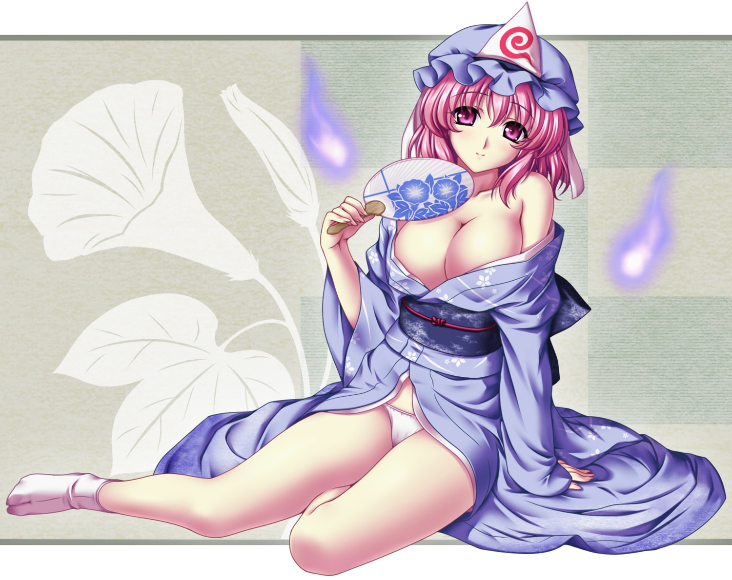 cleavage nonbei pantsu saigyouji_yuyuko touhou yukata