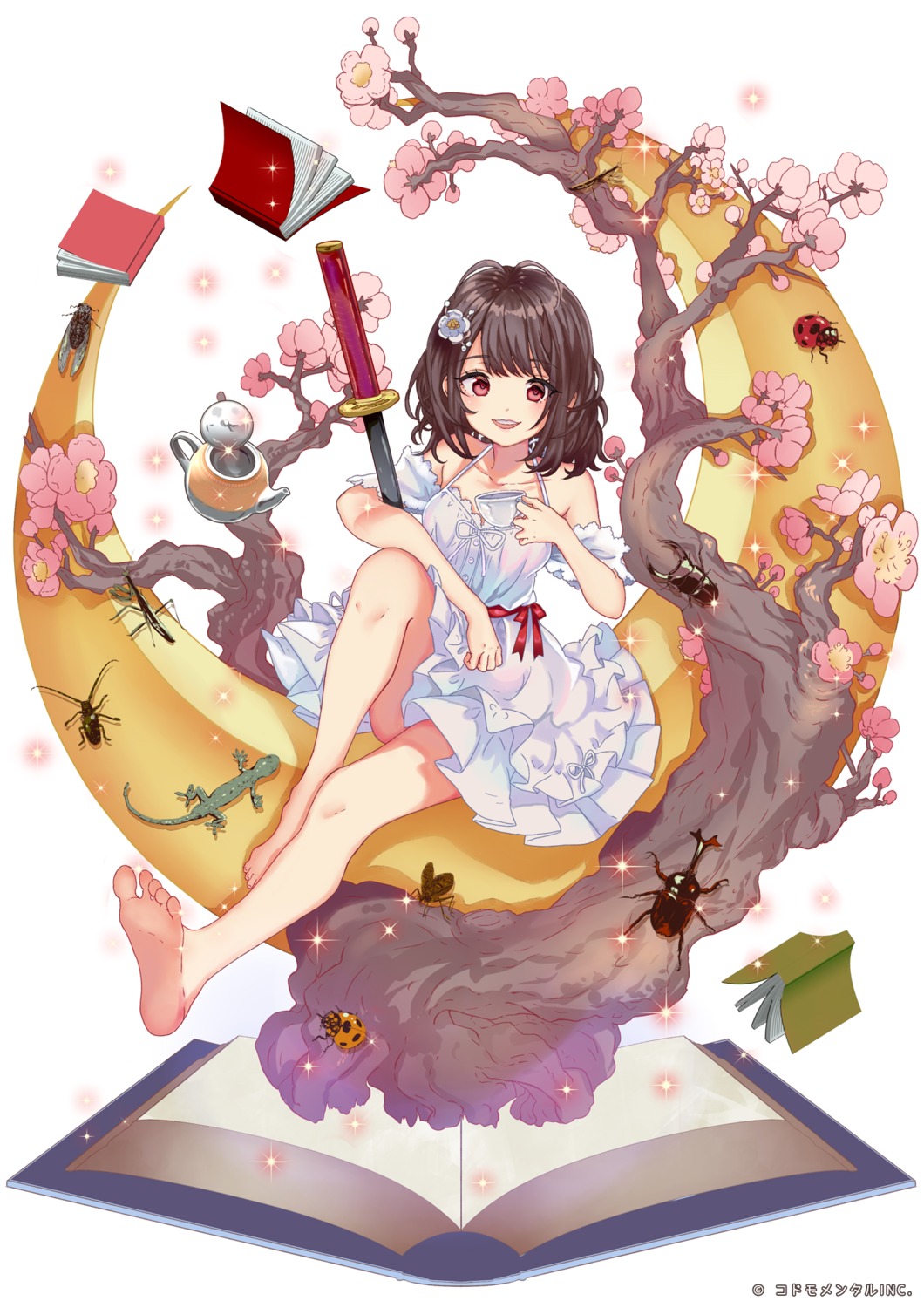 dress feet pisuke skirt_lift summer_dress sword