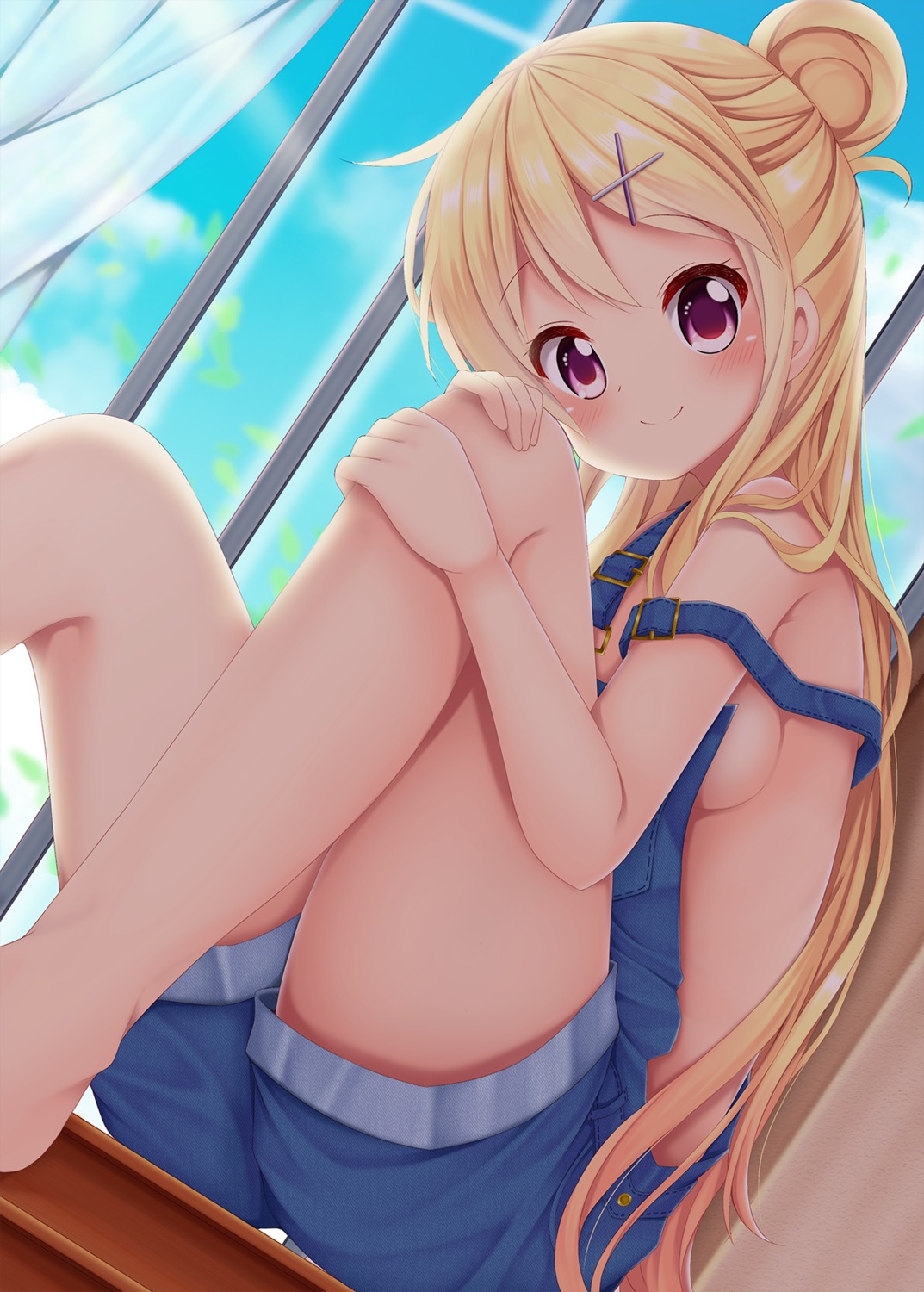 kin-iro_mosaic kujou_karen minato_ojitan no_bra overalls