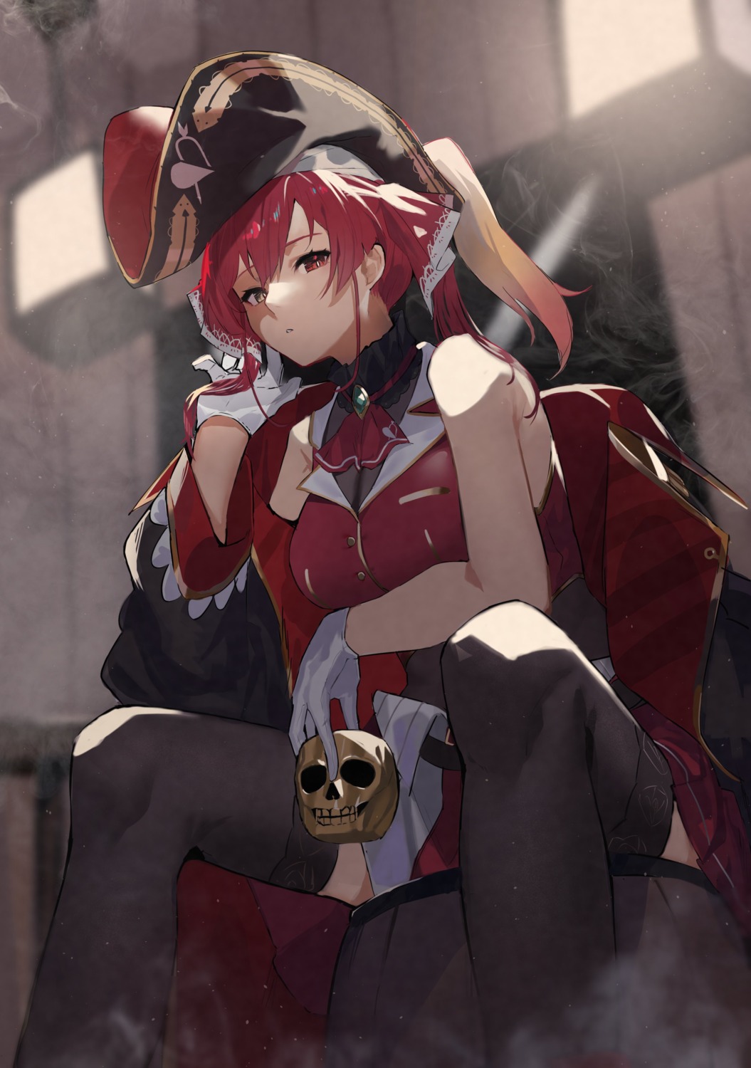 cleavage heterochromia hololive houshou_marine pirate thighhighs yakihokoudon