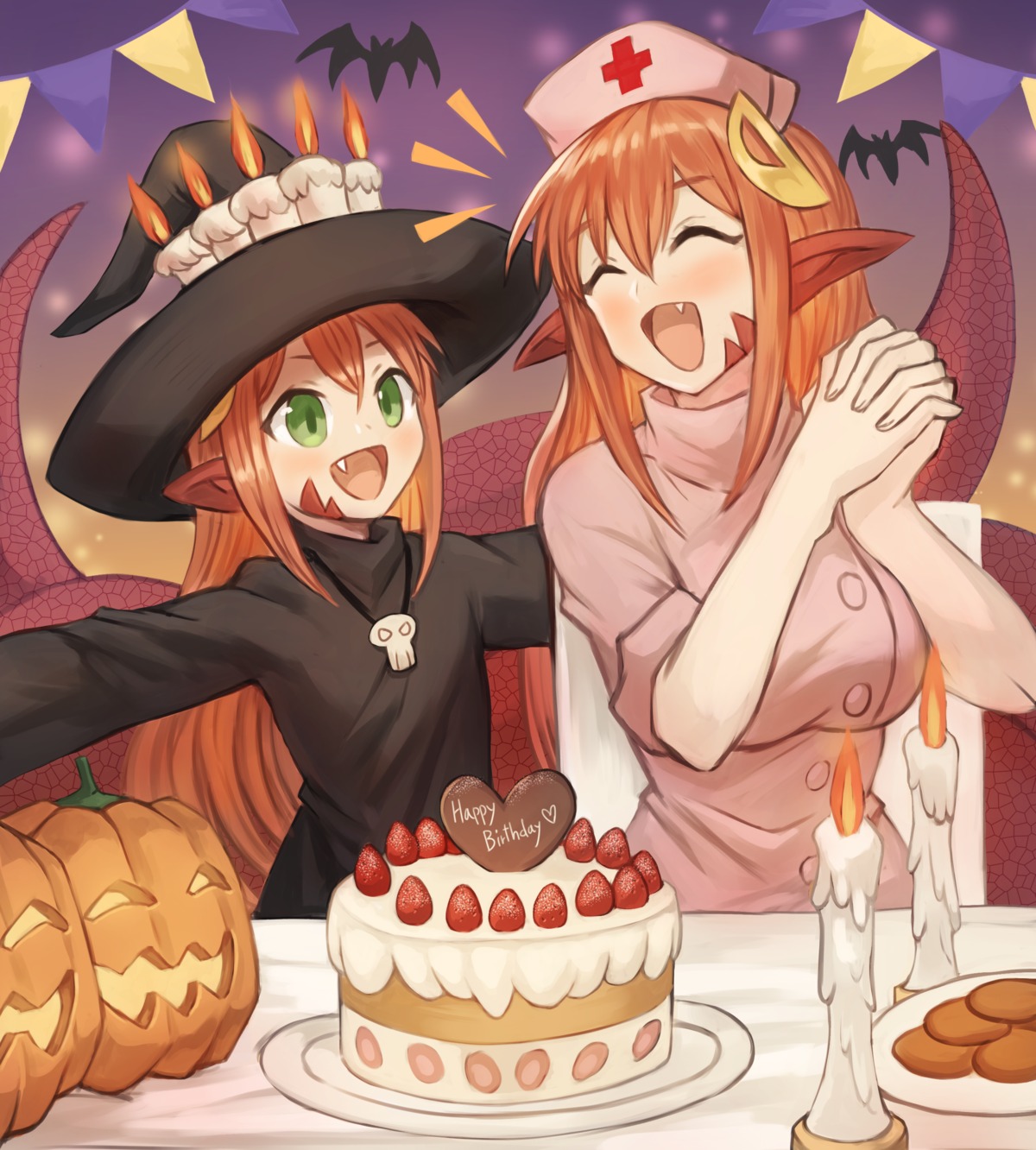 dress halloween miia_(monster_musume) mika_(miiafag) monster_girl monster_musume_no_iru_nichijou nurse pointy_ears sookmo tail witch