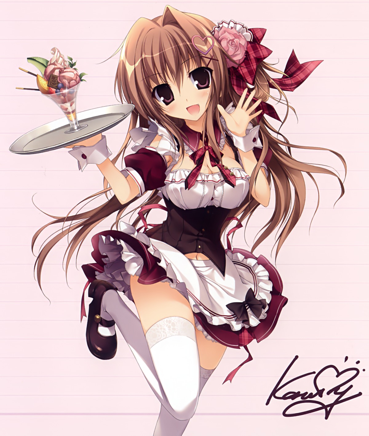 aomi_maika cleavage karory thighhighs waitress