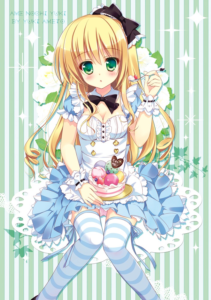 alice alice_in_wonderland ameto_yuki cleavage dress pantsu thighhighs