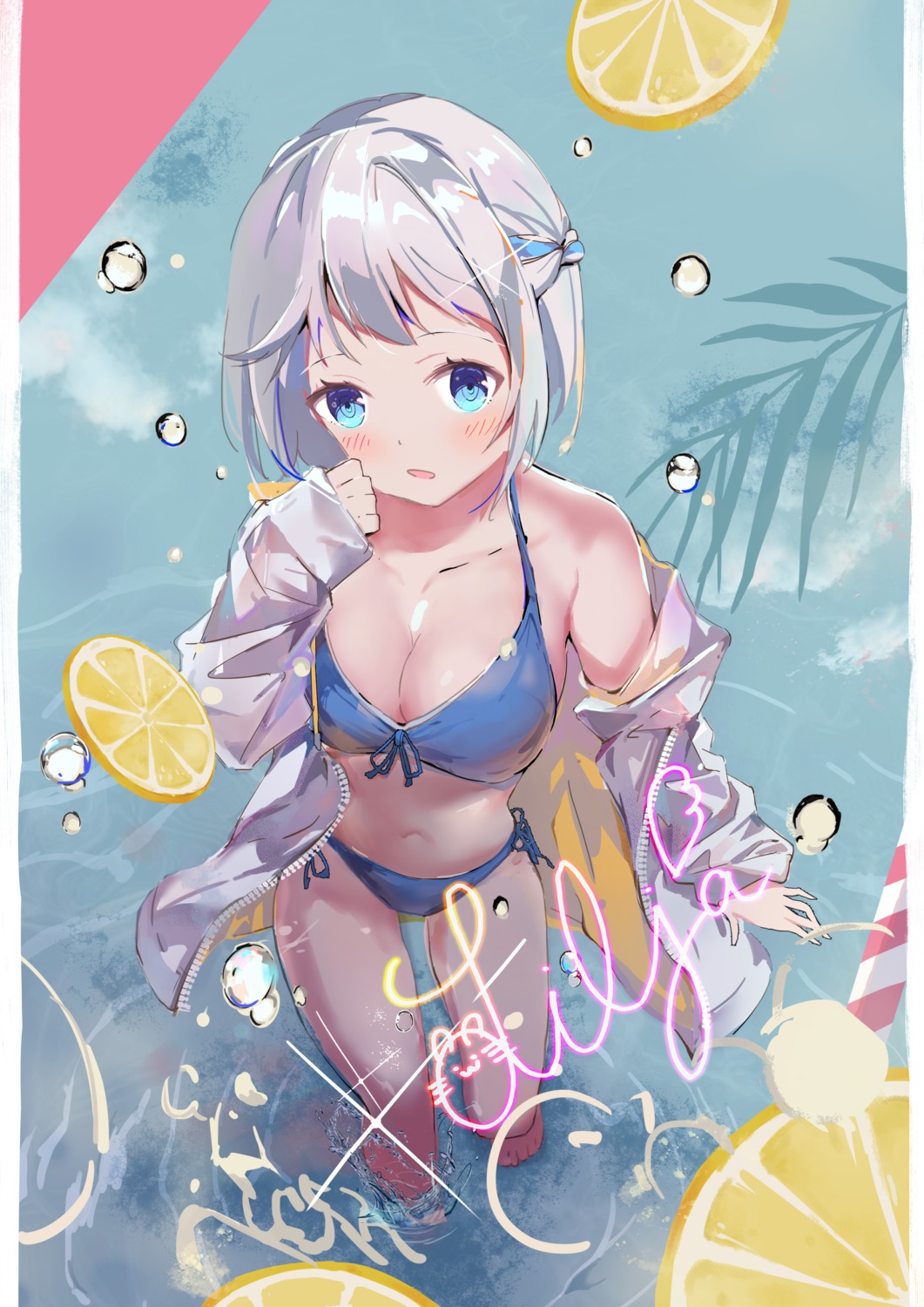 bikini gakuen_idolm@ster katsuragi_lilja open_shirt swimsuits tagme the_idolm@ster wet