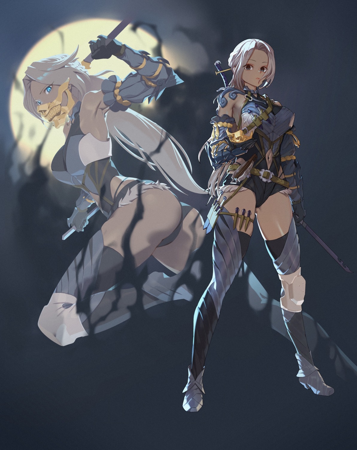 armor ass heels jin_rou leotard thighhighs weapon