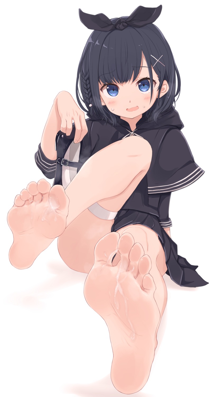 cum feet garter kahlua_(artist) seifuku skirt_lift