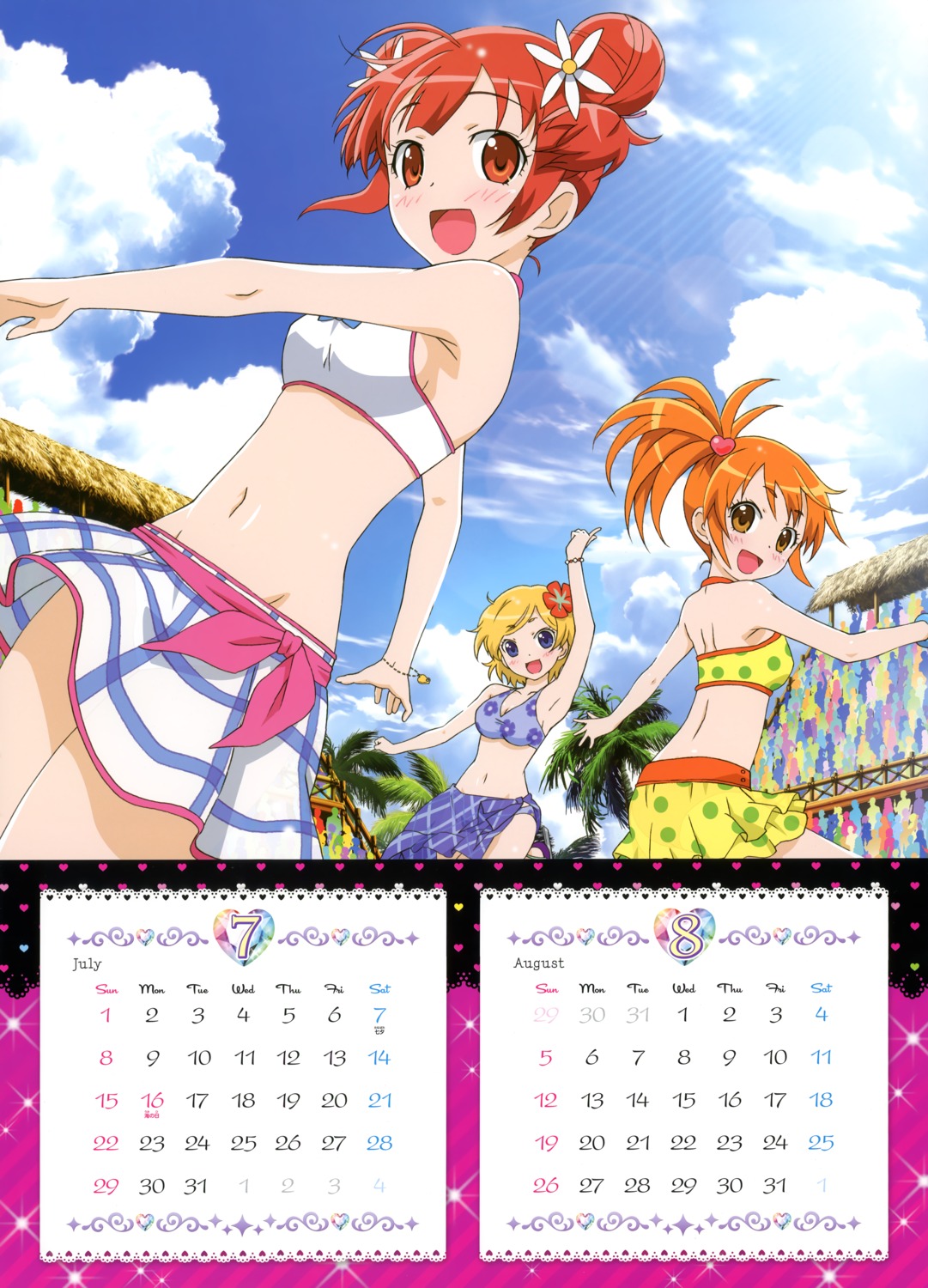 amamiya_rizumu bikini calendar harune_aira pretty_rhythm pretty_series swimsuits takamine_mion