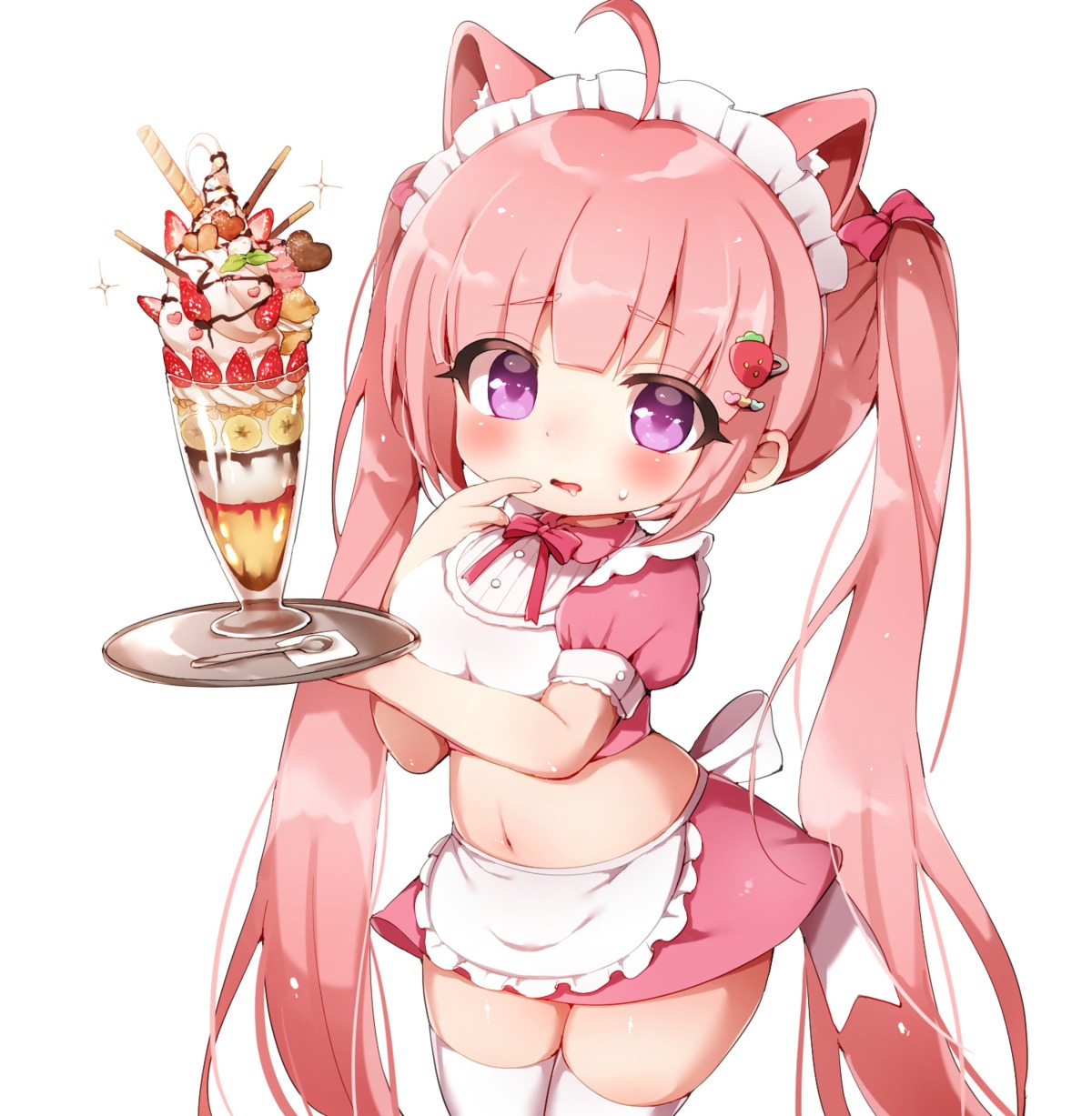 animal_ears chibi maid momozu_komamochi thighhighs