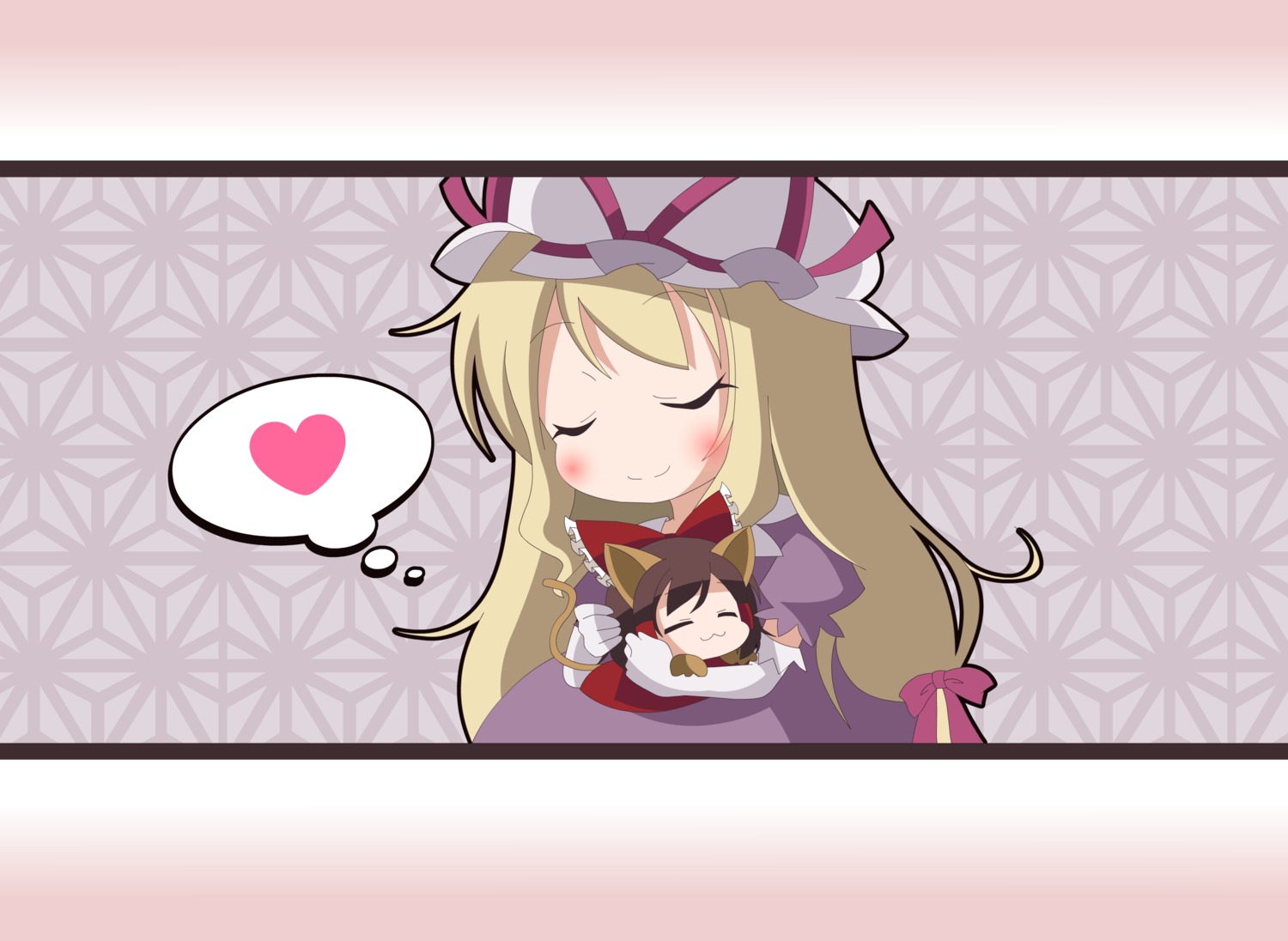 animal_ears chibi hakurei_reimu nekomimi touhou vector_trace yakumo_yukari