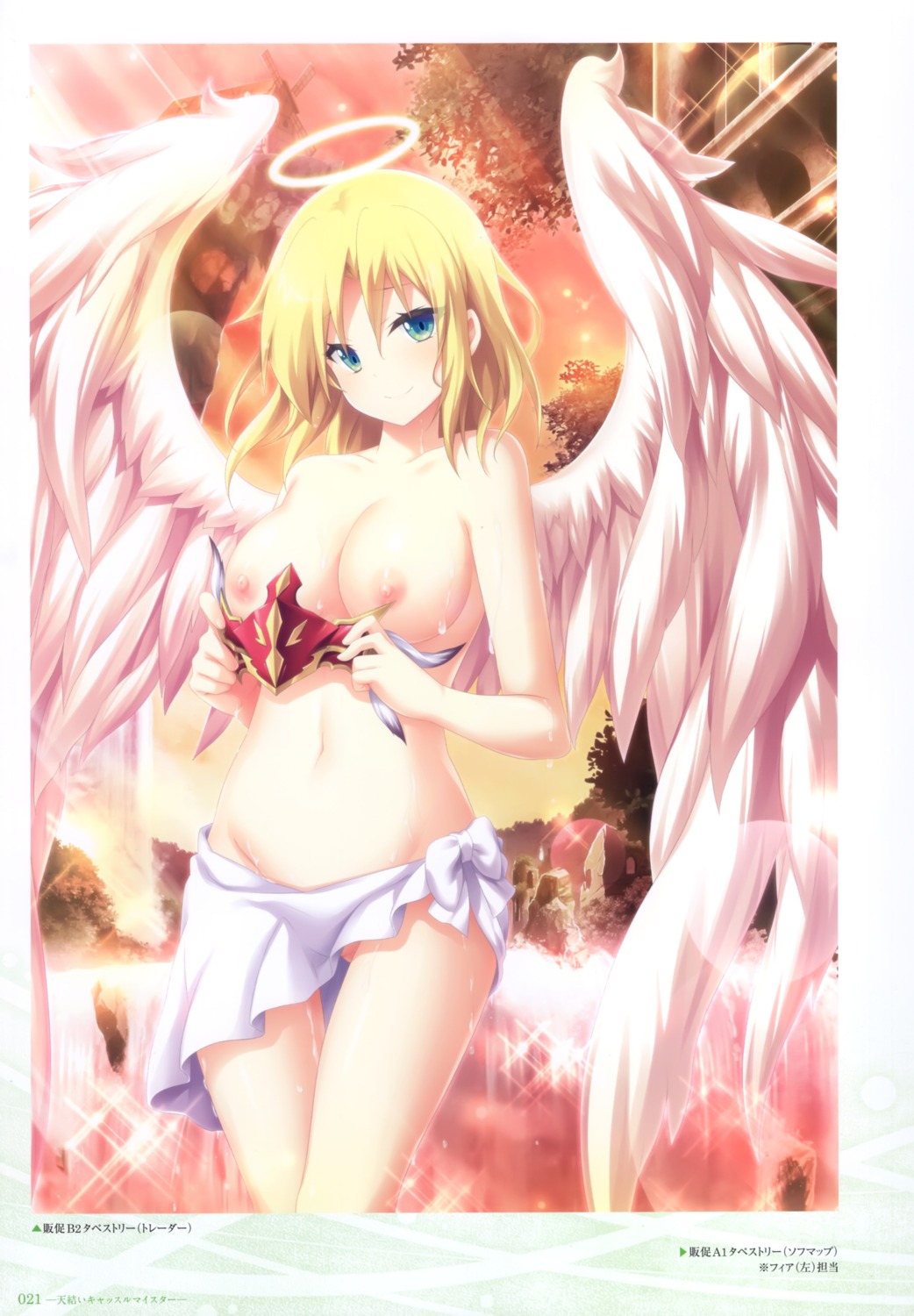 angel nipples nopan topless wings yano_mitsuki