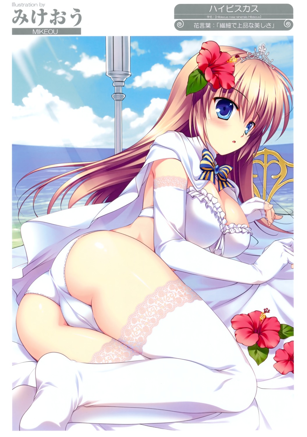 ass cameltoe cleavage dress mikeou pantsu thighhighs wedding_dress