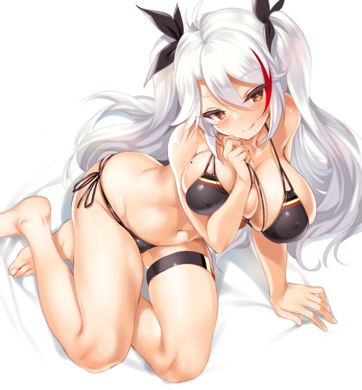 azur_lane bikini breast_hold cle_masahiro erect_nipples garter prinz_eugen_(azur_lane) swimsuits