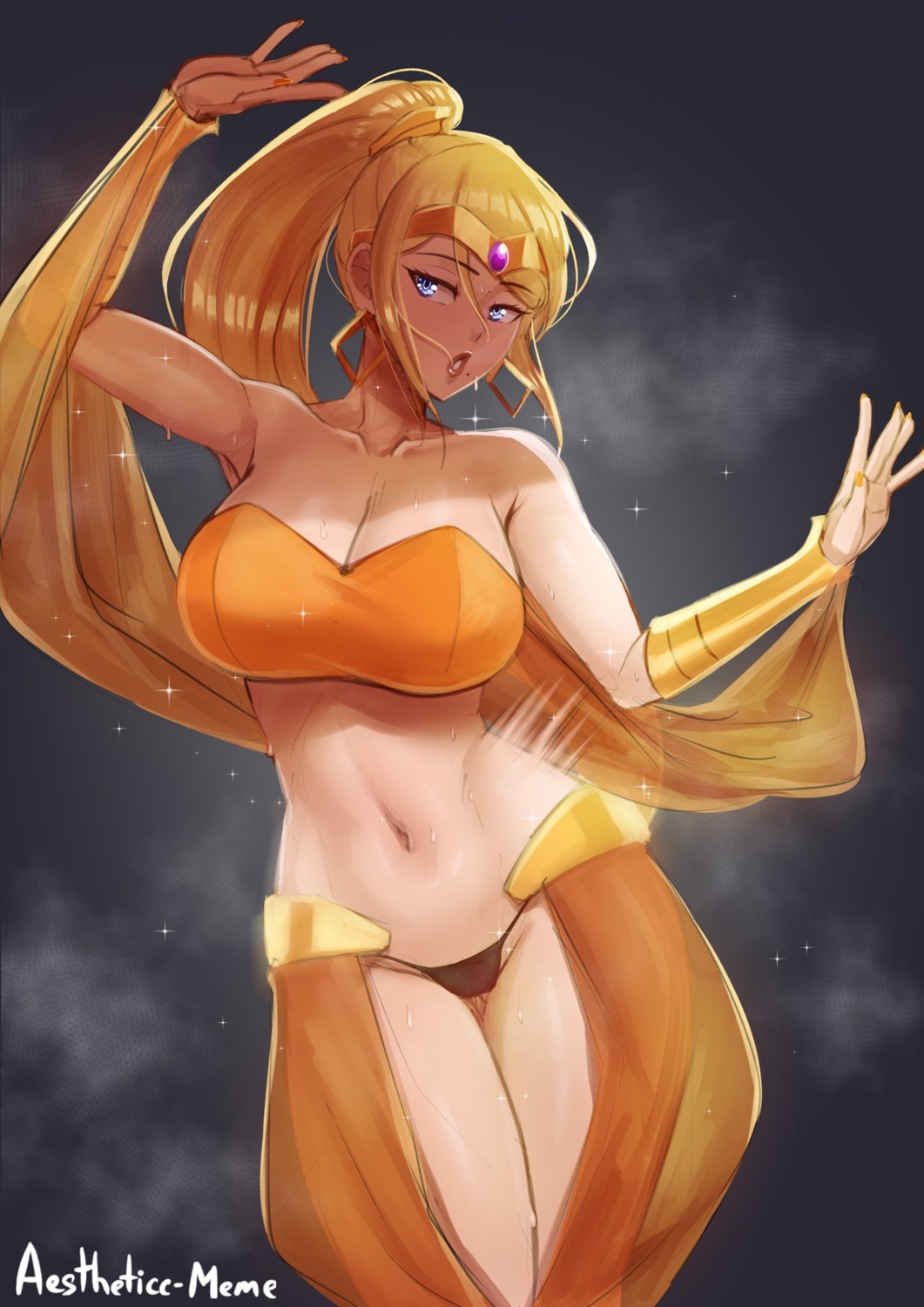 aestheticc-meme cleavage cosplay metroid no_bra pantsu samus_aran see_through shantae shantae_(character) wet