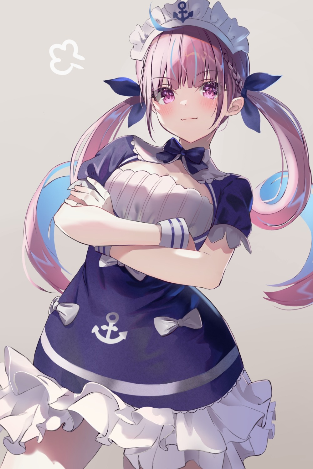 hololive maid minato_aqua skirt_lift tomose_toiro