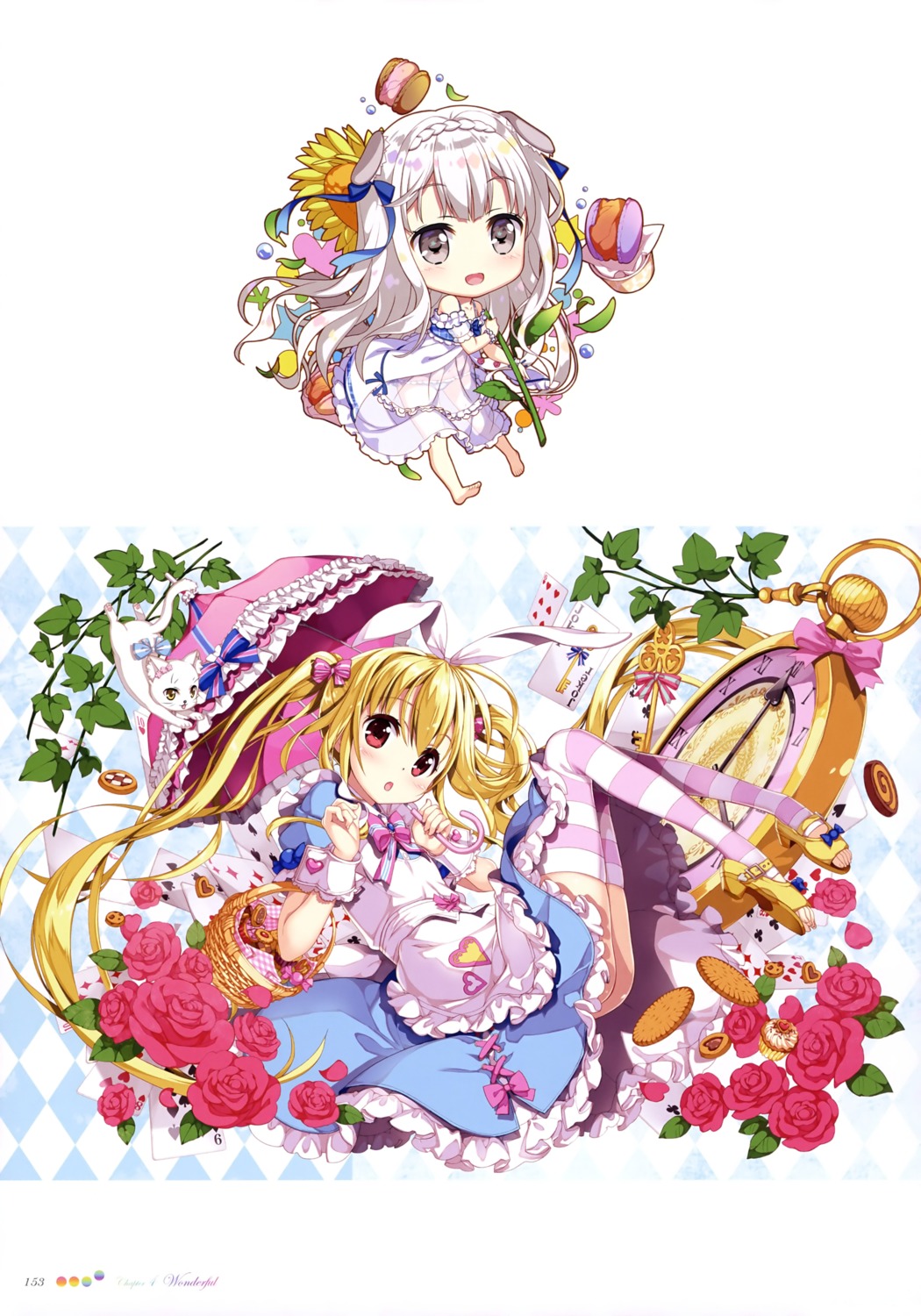 alice alice_in_wonderland animal_ears chibi dress fujima_takuya heels neko pantsu see_through tail thighhighs