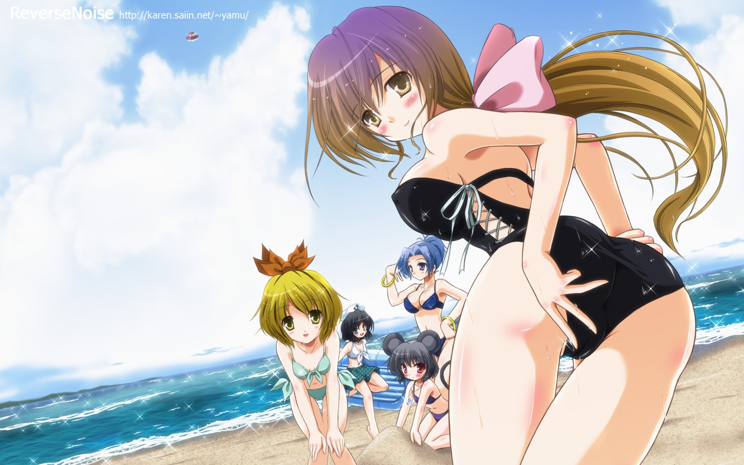 bikini erect_nipples hijiri_byakuren kumoi_ichirin murasa_minamitsu nazrin swimsuits toramaru_shou touhou wallpaper yamu