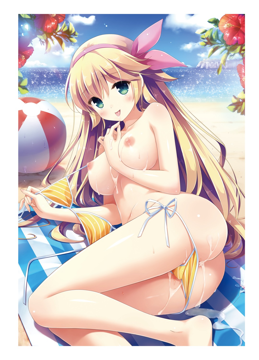 bikini cube cum kanekiyo_miwa mamiya-kunchi_no_itsutsugo_jijou mamiya_yakumo nipples panty_pull swimsuits topless