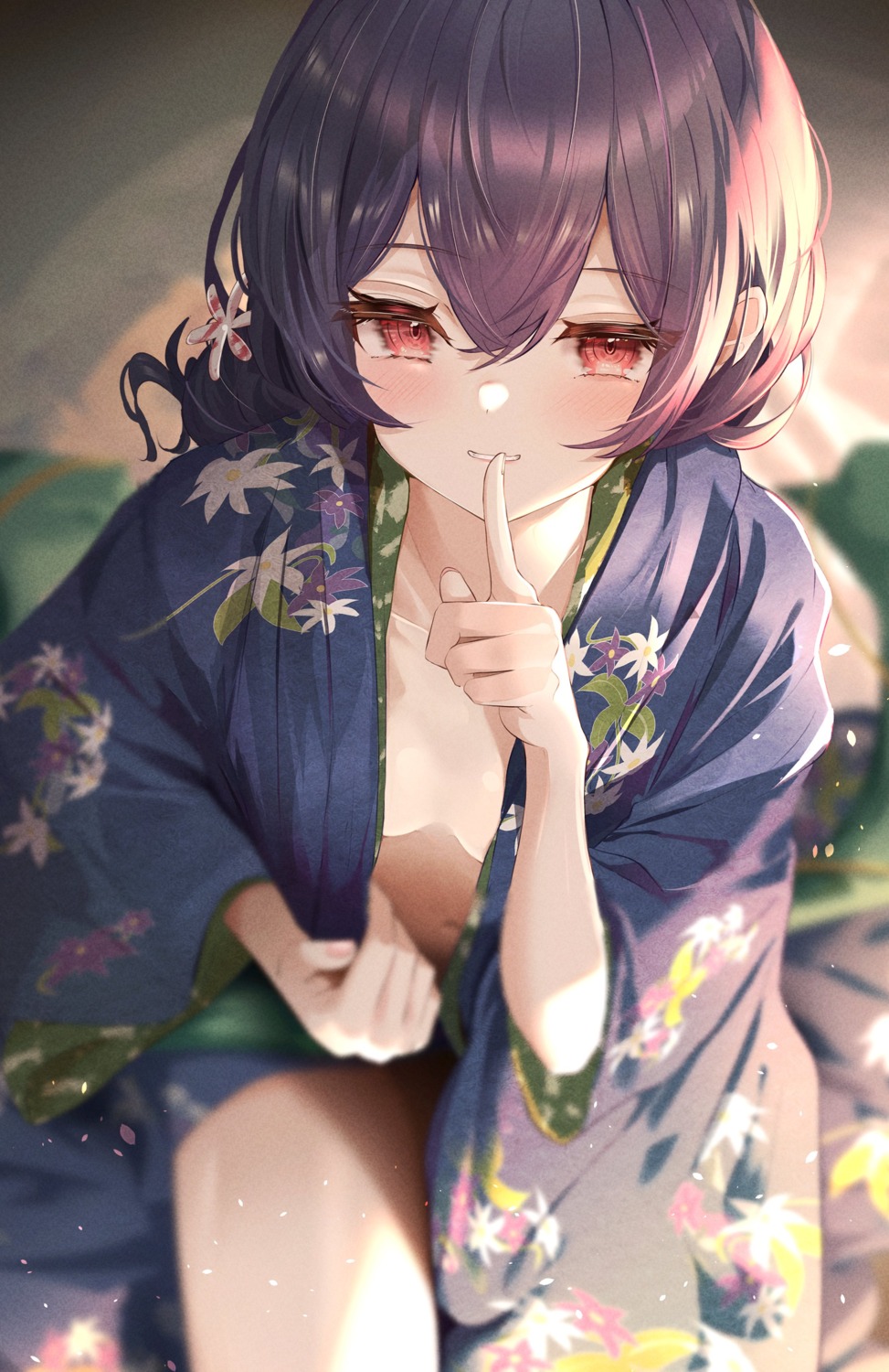 kimono morino_rinze no_bra open_shirt sky_cappuccino the_idolm@ster the_idolm@ster_shiny_colors undressing