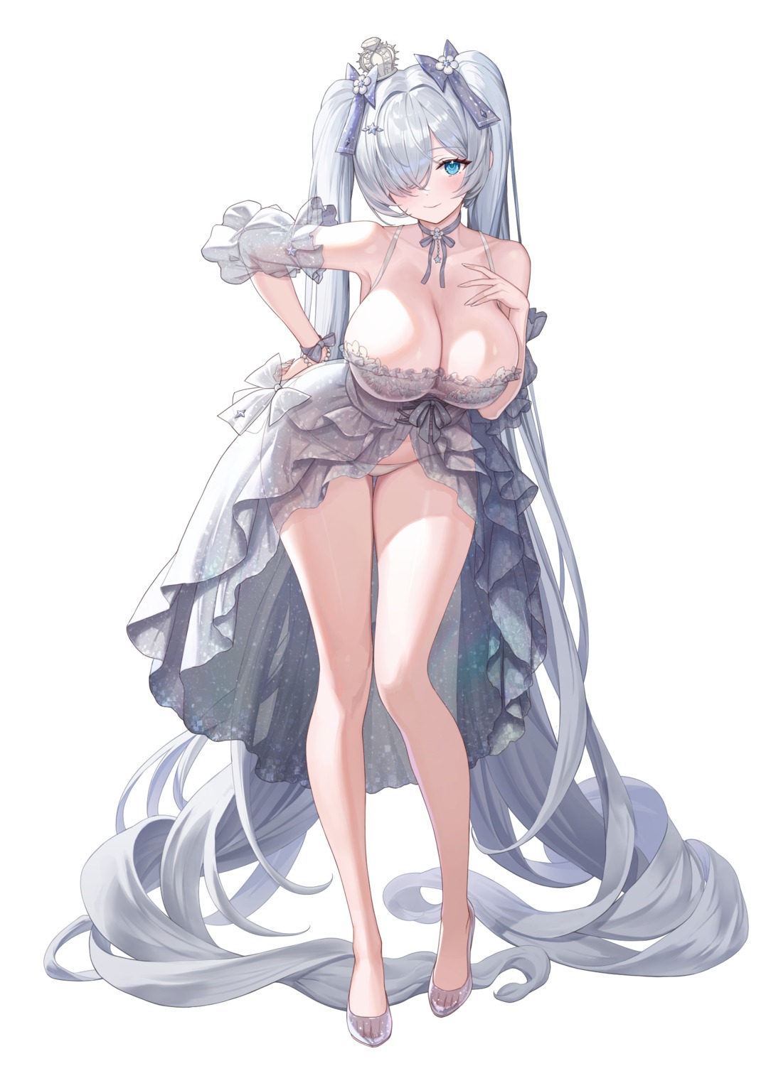 cinderella_(nikke) dress hamahama nikke_the_goddess_of_victory no_bra pantsu see_through skirt_lift