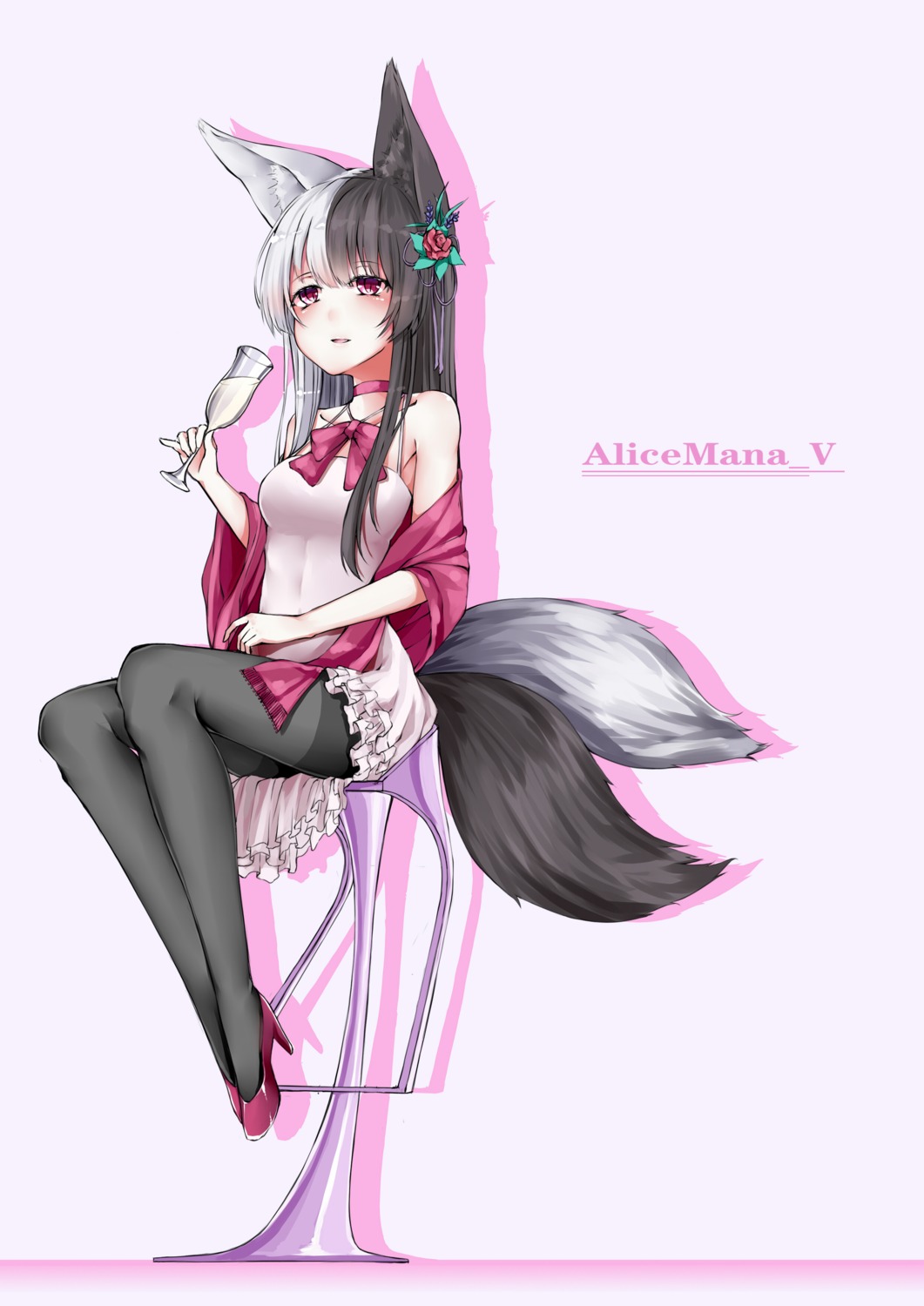 alice_mana alice_mana_channel animal_ears anotoki_ashi dress heels kitsune pantyhose tail